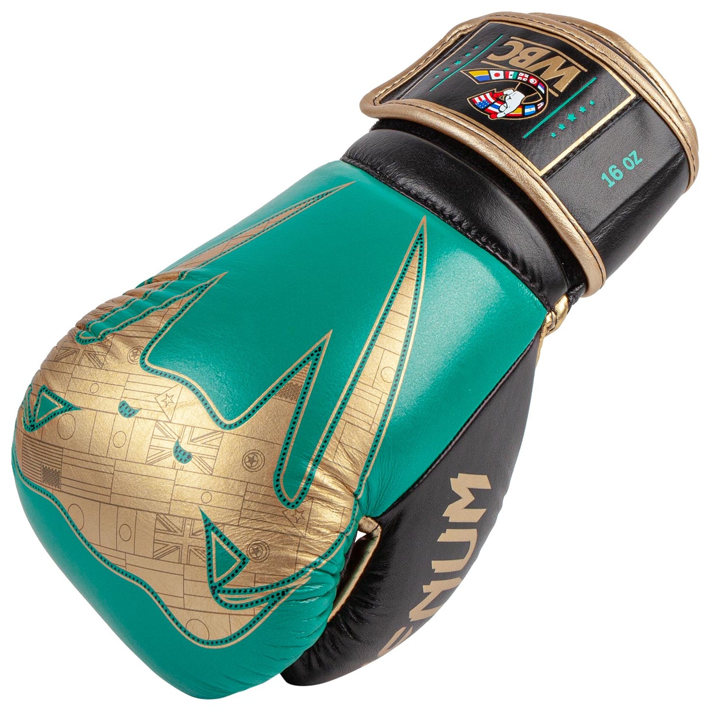 Venum Giant 2.0 プロボクシンググローブ WBC 限定エディション - ベルクロ - グリーンメタリック/ゴールド