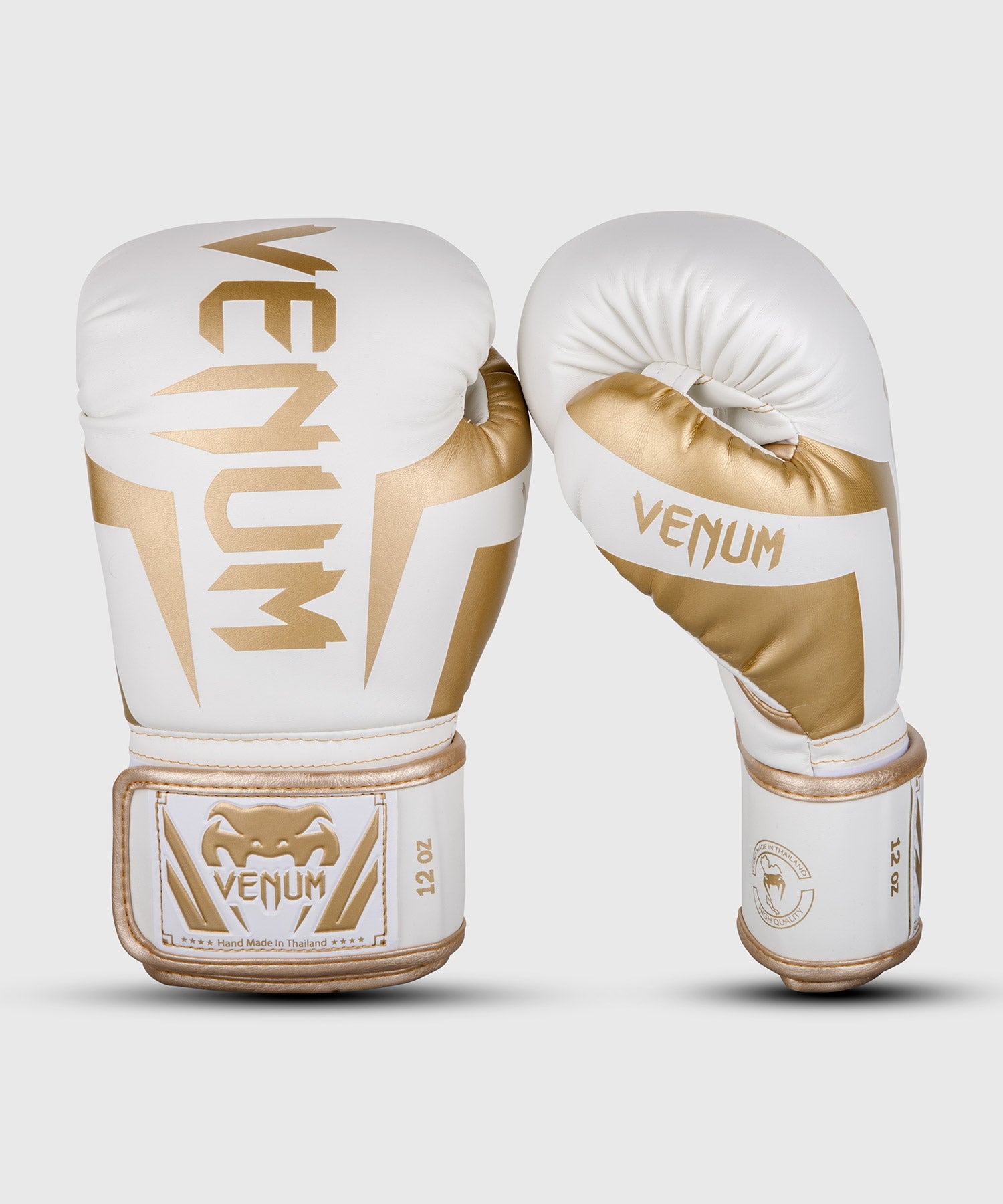 Venum Elite ボクシンググローブ：ホワイト／ゴールド