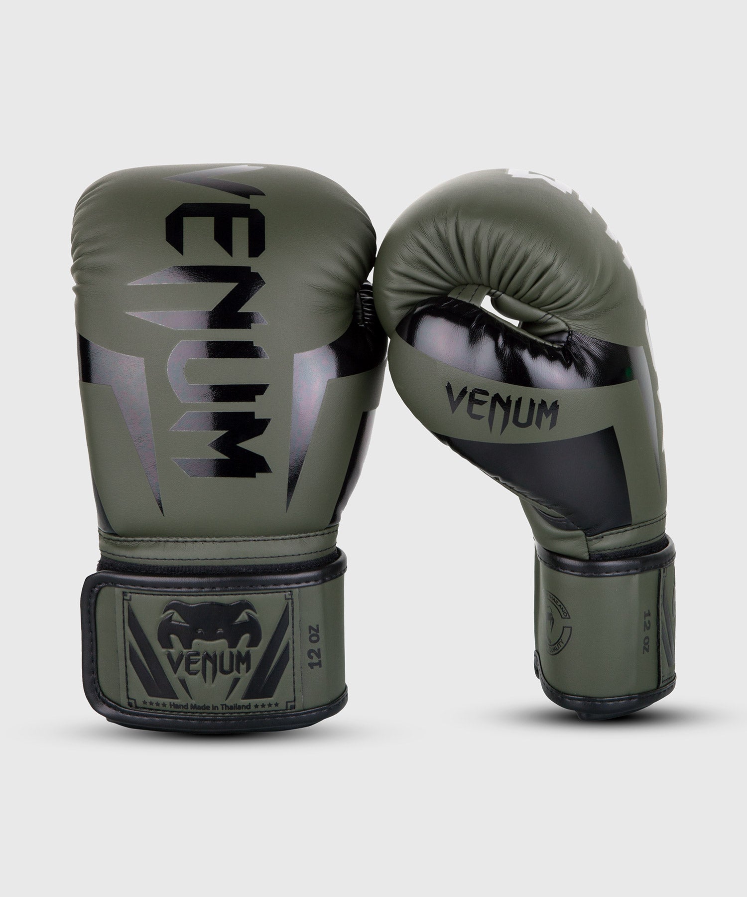 Venum Elite ボクシンググローブ：カーキ／ブラック