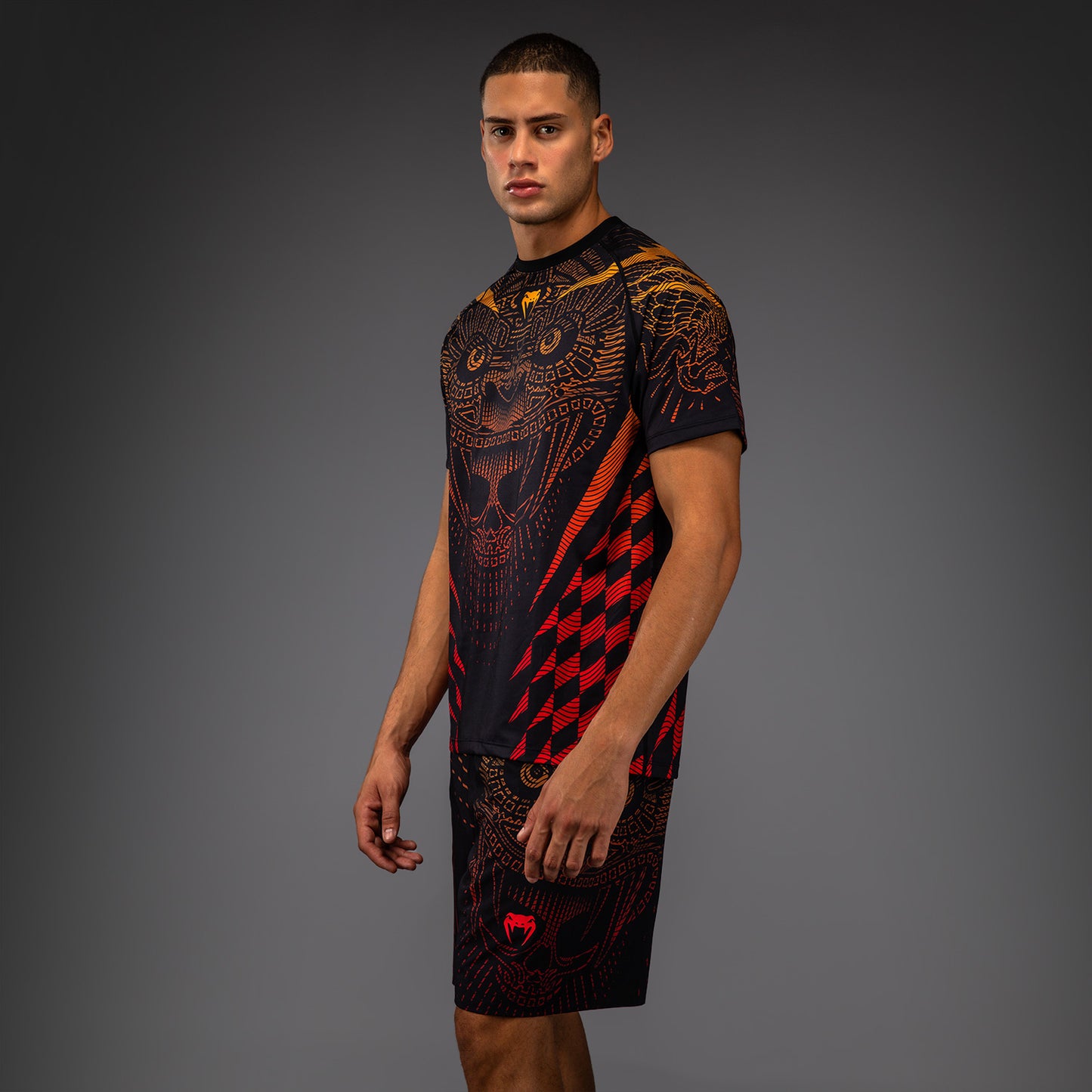 Venum Quetzal Fury Dry-Tech Tシャツ - ブラック/フューリーレッド/タンジェリン
