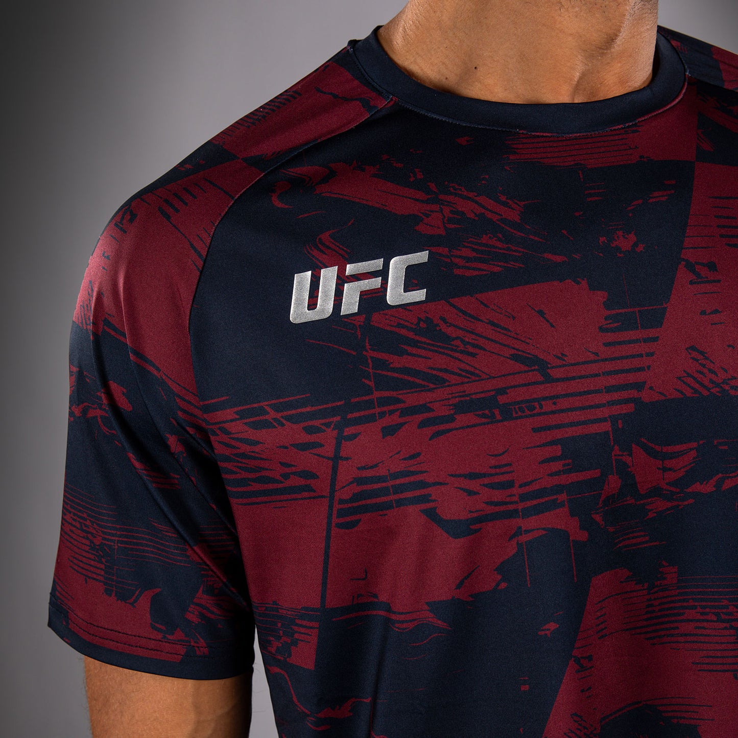 UFC Zenith by Venum Authentic Fight Week パフォーマンス半袖Tシャツ メンズ - ネイビーブルー/バーガンディ/シルバー