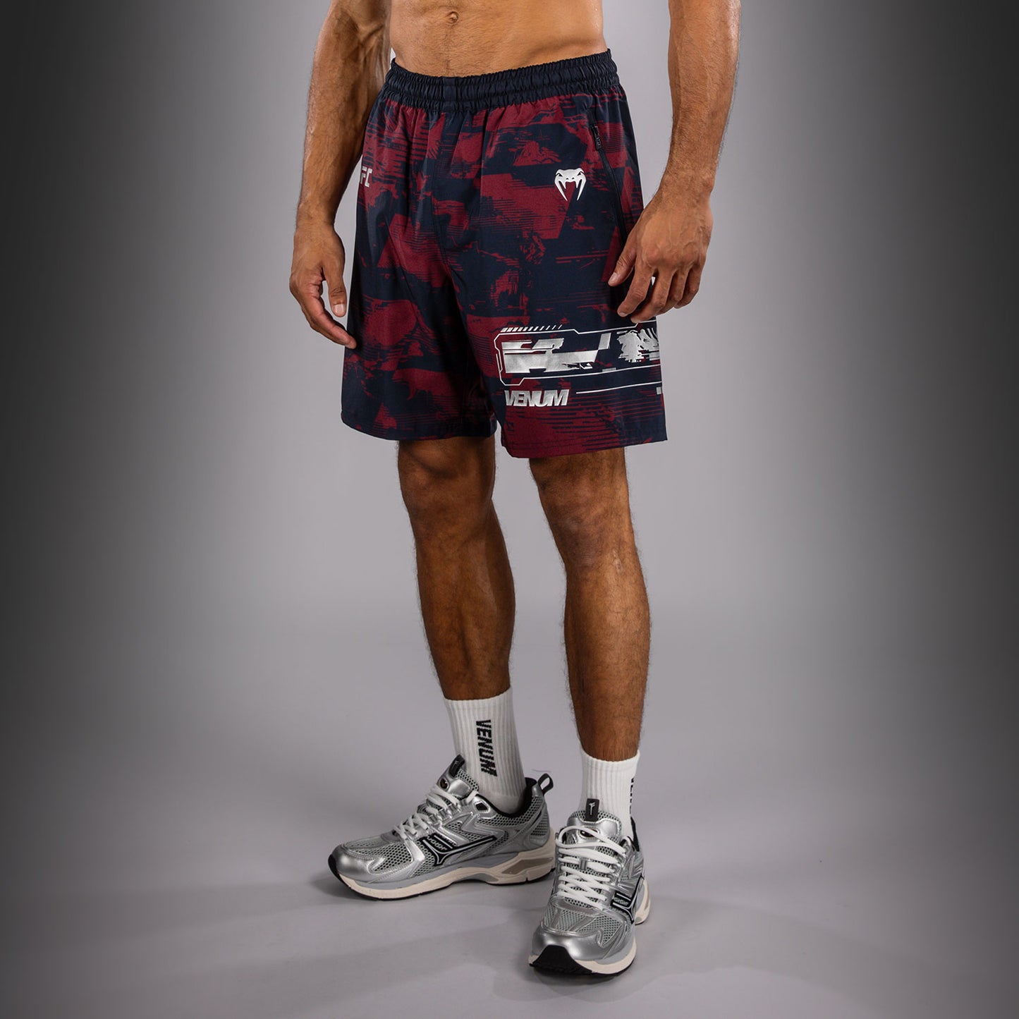 UFC Zenith by Venum Authentic Fight Week パフォーマンスショーツ メンズ - ネイビーブルー/バーガンディ/シルバー