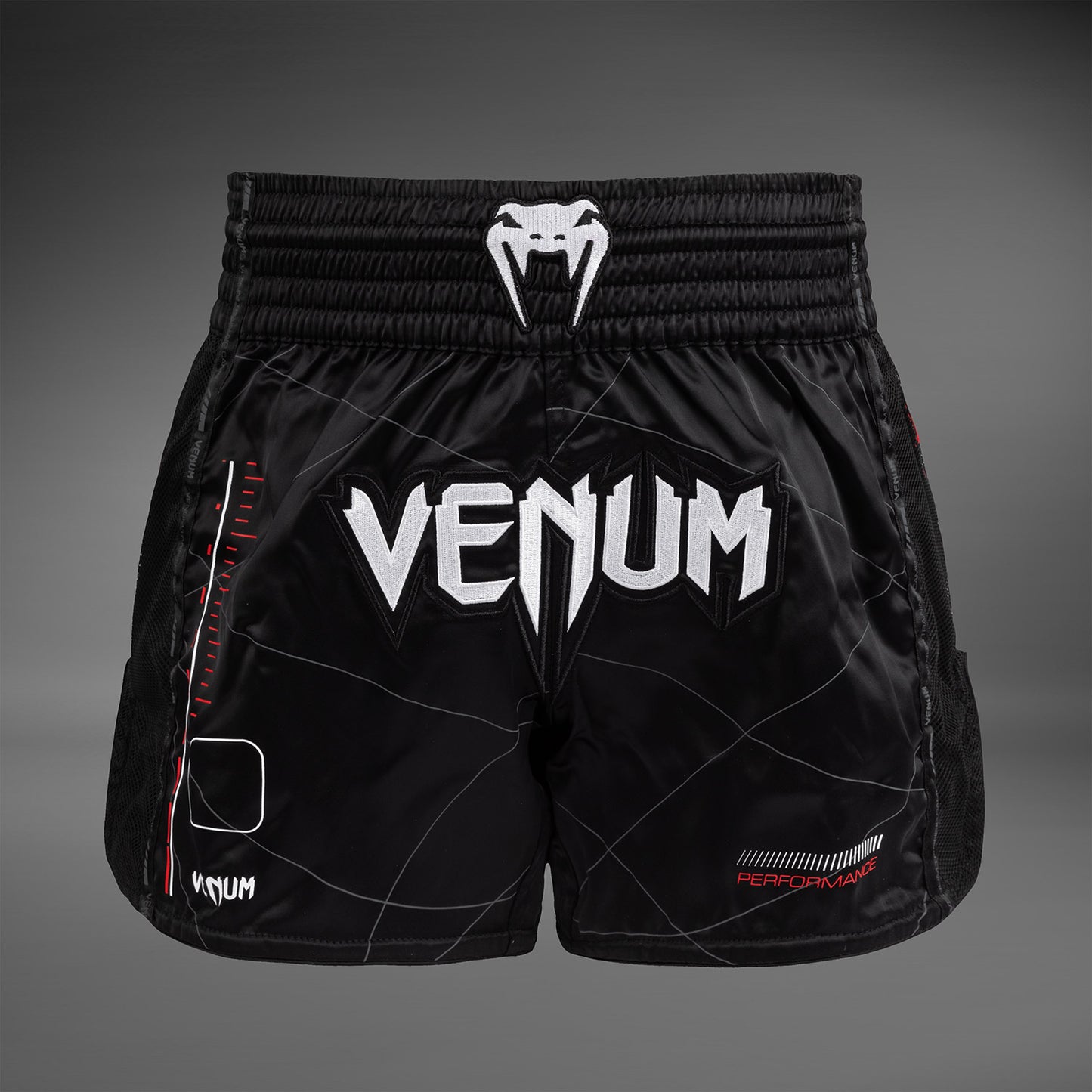 Venum Tactical XT ムエタイショーツ - ブラック/ファイヤーレッド