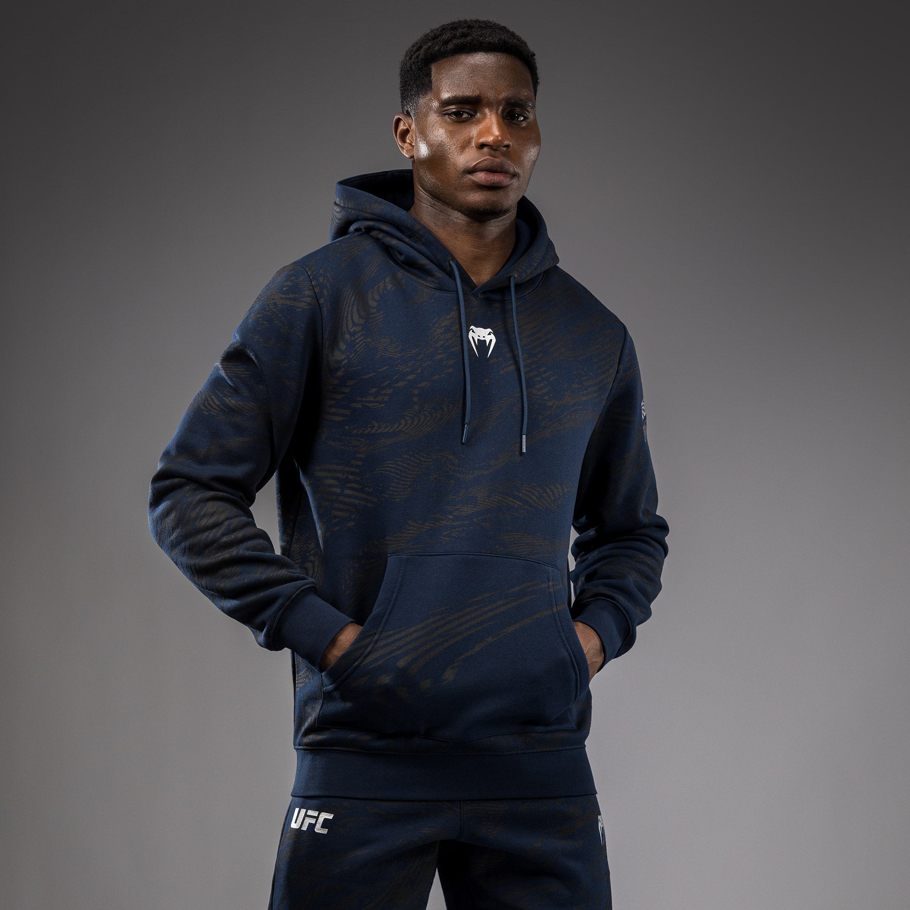 UFC Fusion by Venum Fight Week スウェットシャツ UFC Fusion by Venum Fight Week Men's Zip Hoodie - Oceanic Blue - Venum