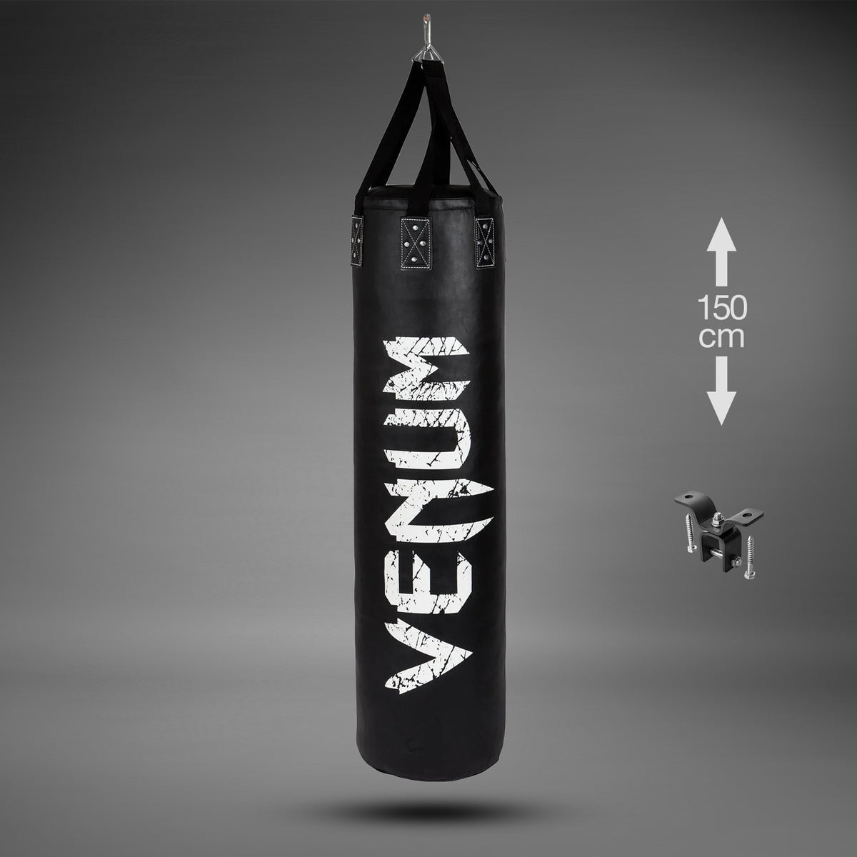Venum Challenger ヘビーバッグ＋天井フック - ブラック/ホワイト - 充填済み - 150cm