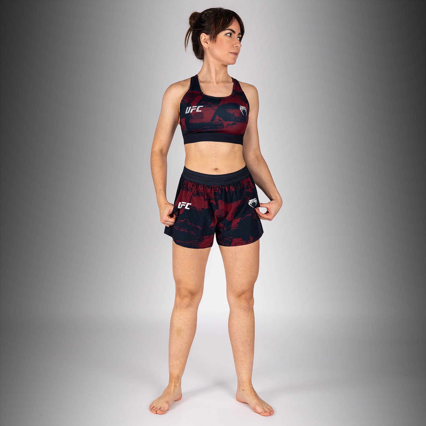 UFC Zenith by Venum Authentic Fight Week パフォーマンスショーツ レディース - ネイビーブルー/バーガンディ/シルバー