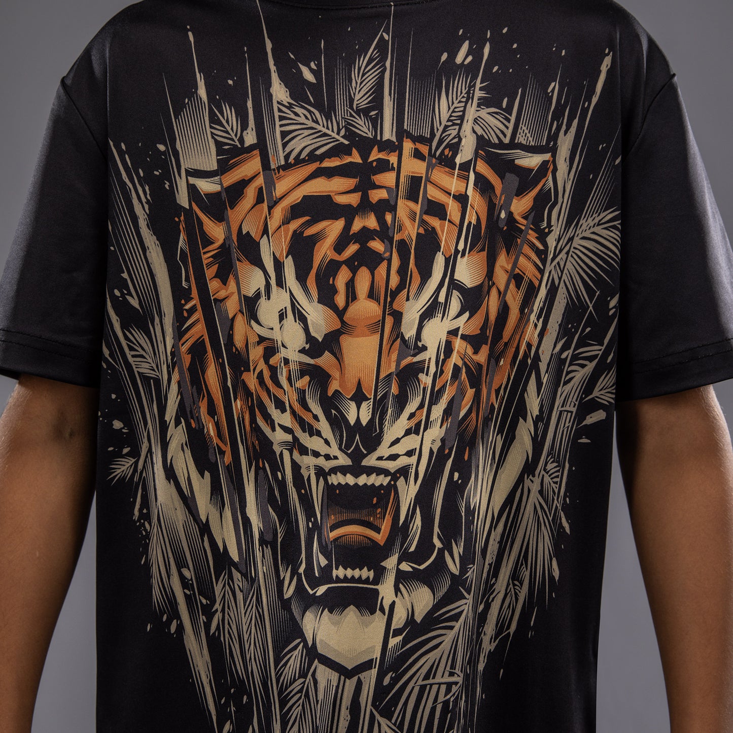 Venum Tiger キッズ ドライテックTシャツ - ブラック/ネオンオレンジ