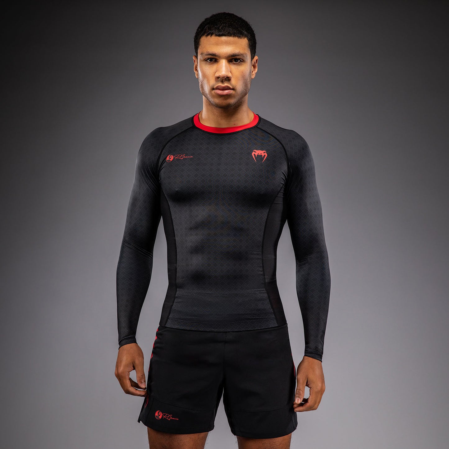 Venum x Roger Gracie Signature 長袖ラッシュガード - ブラック/レッド