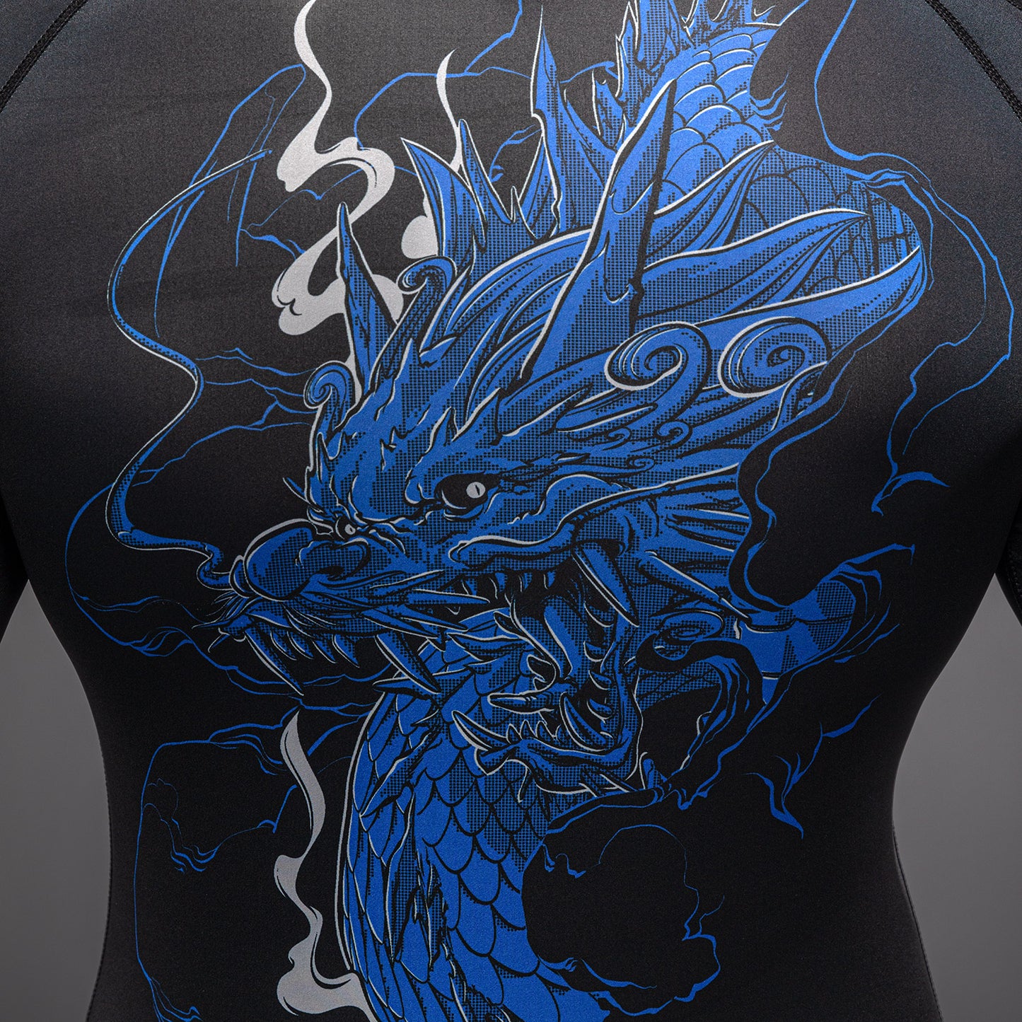Venum Thunder Dragon 長袖ラッシュガード – ブラック/ロイヤルブルー