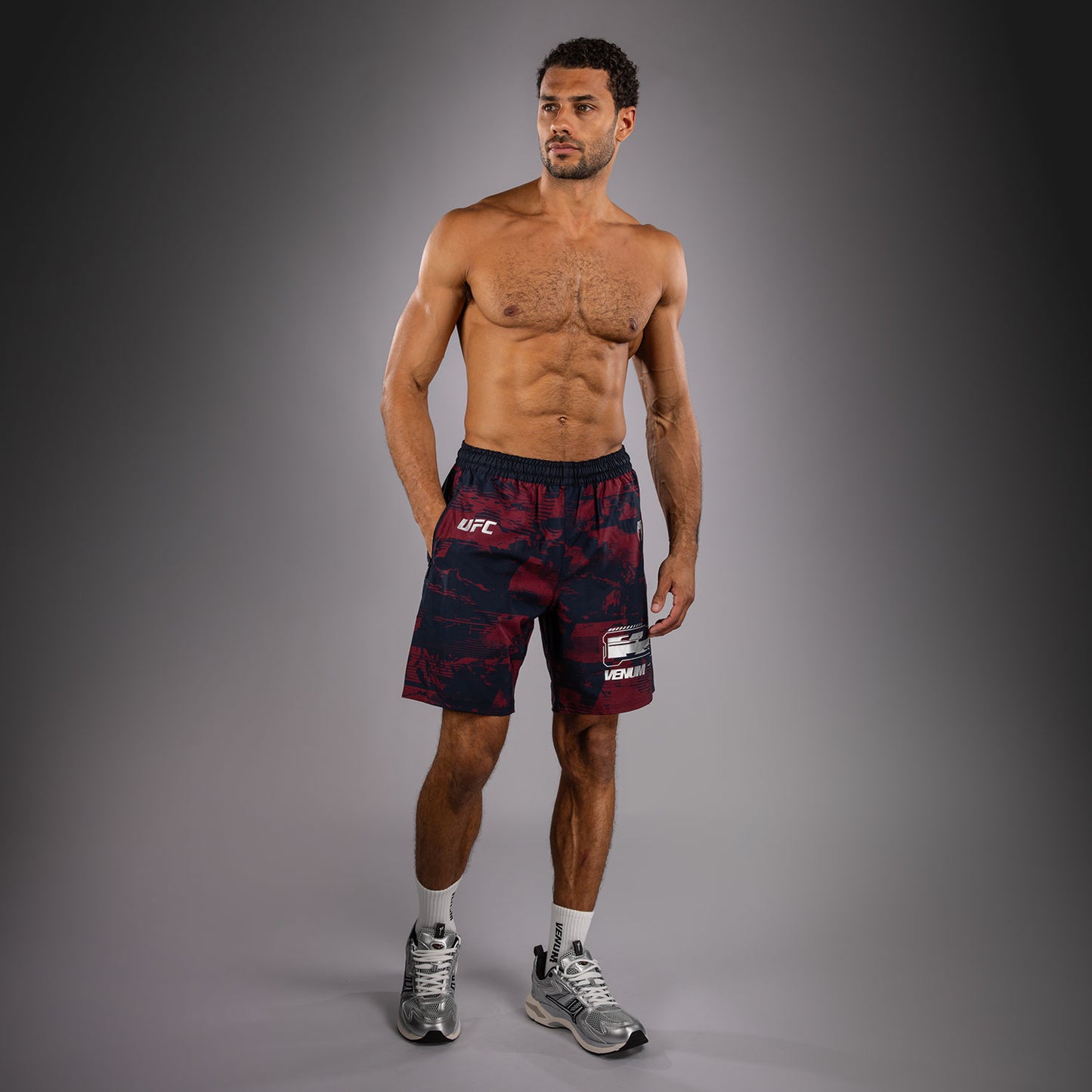 UFC Zenith by Venum Authentic Fight Week パフォーマンスショーツ メンズ - ネイビーブルー/バーガンディ/シルバー