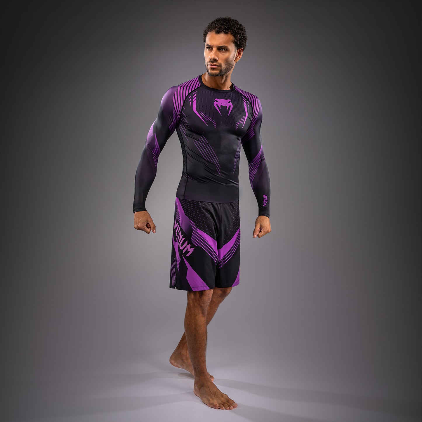 Venum No-Gi 6.0 長袖ラッシュガード - ブラック/パープル