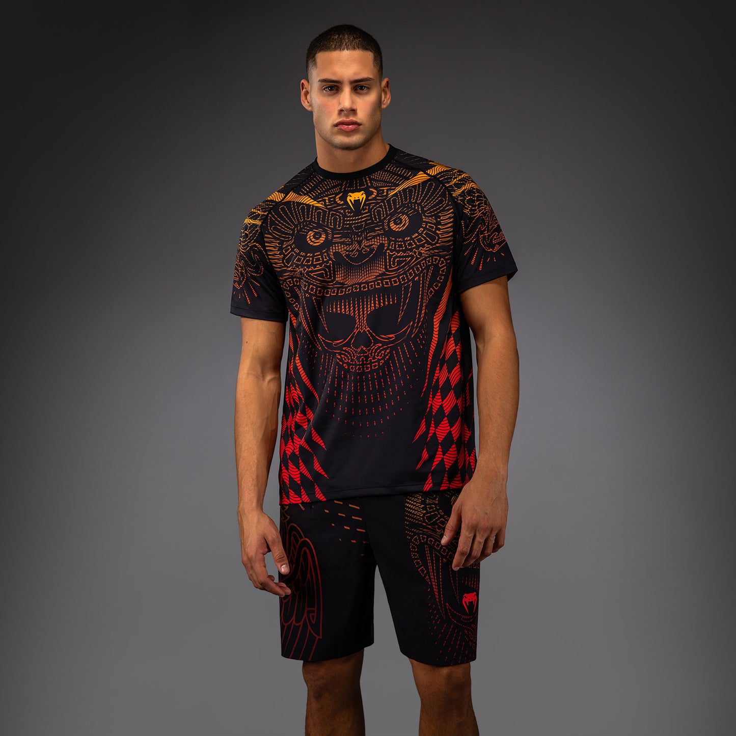 Venum Quetzal Fury Dry-Tech Tシャツ - ブラック/フューリーレッド/タンジェリン