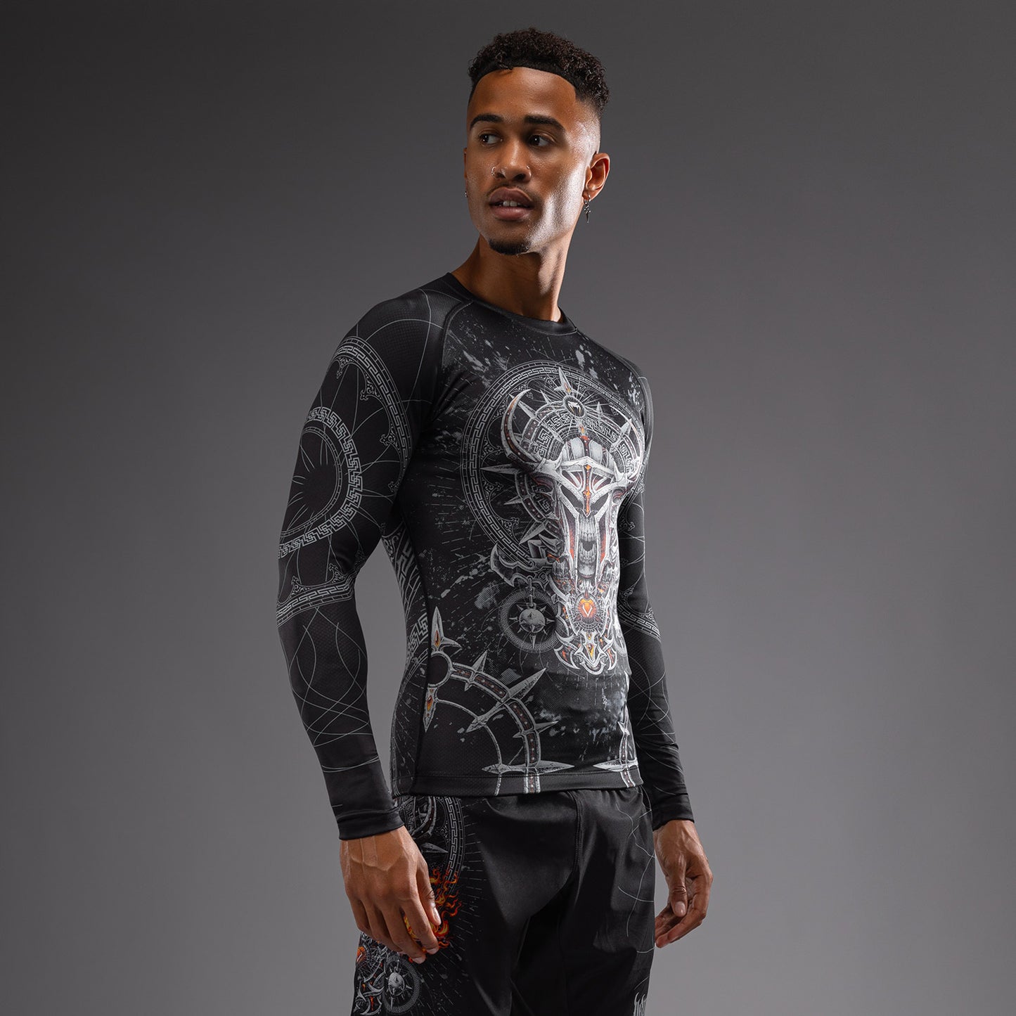 Venum Gladiator 5.0 メンズ ロングスリーブ Tシャツ - ブラック/シルバー