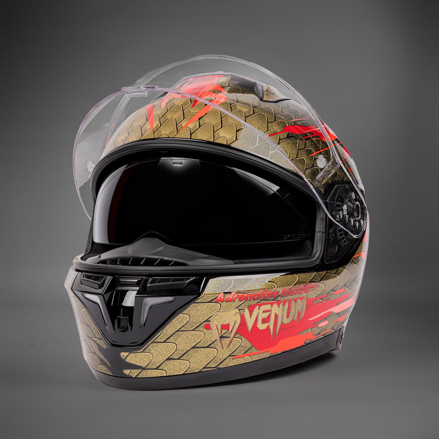 Venum x Shark SKWAL i3 バイク用ヘルメット - レッド/ゴールド