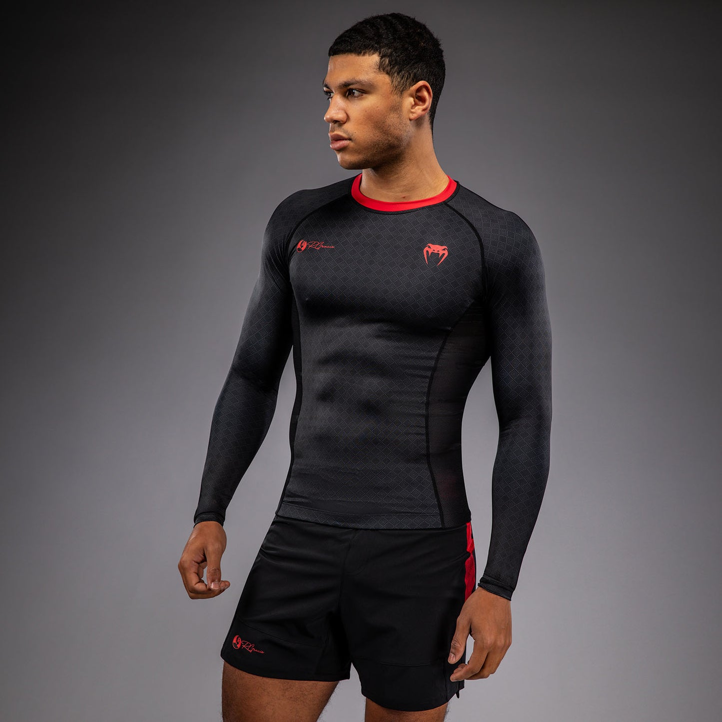 Venum x Roger Gracie Signature 長袖ラッシュガード - ブラック/レッド