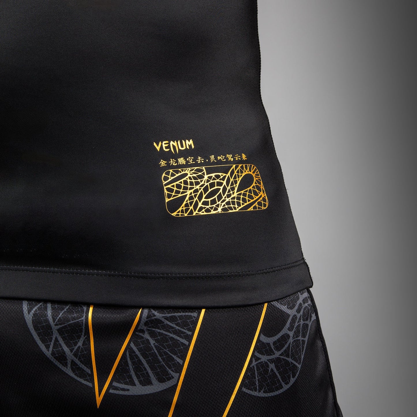 Venum Serpenti ショートスリーブラッシュガード – ブラック/シルバー/ゴールド