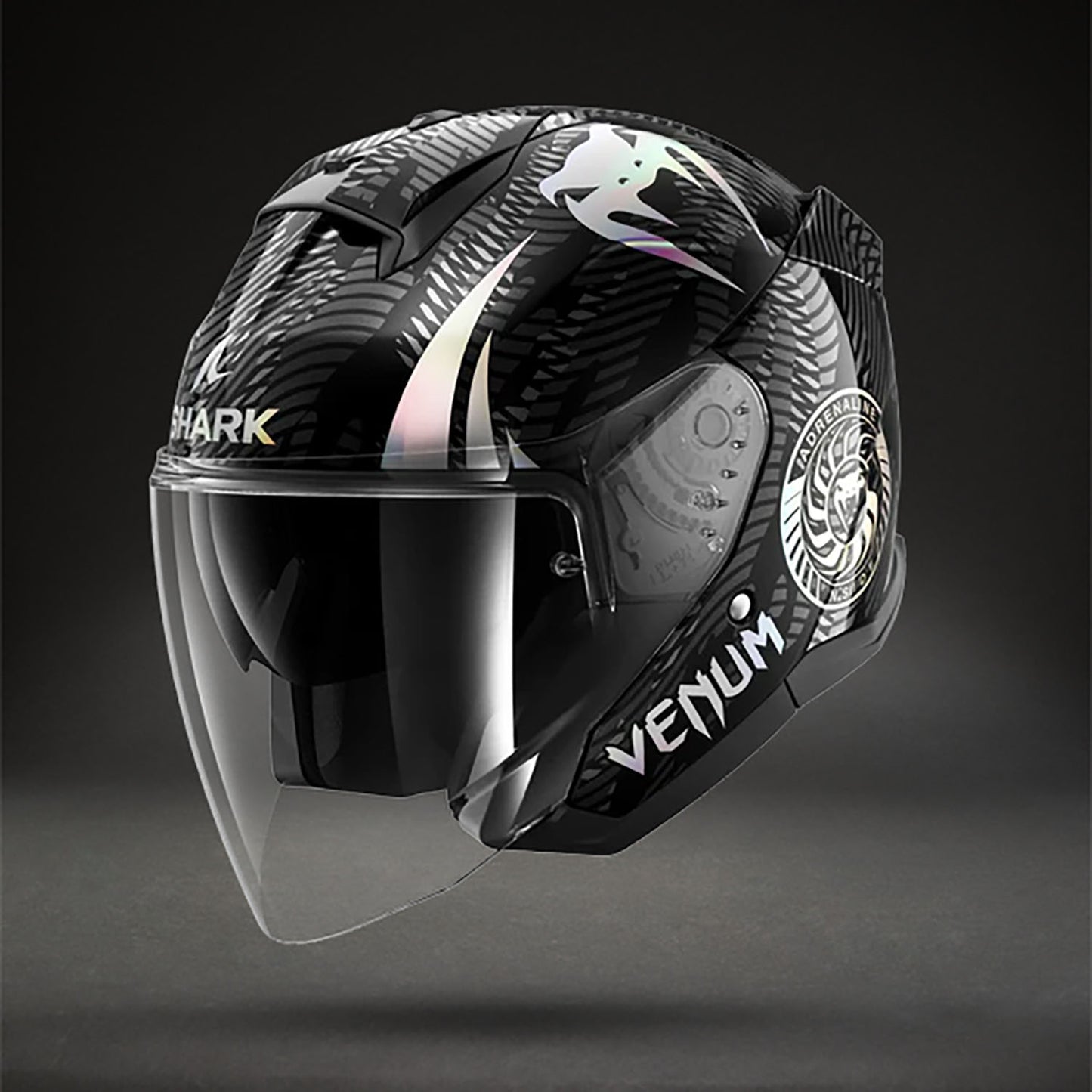 Venum x Shark SKWAL JET モーターサイクルヘルメット – ブラッククロームアンスラサイト