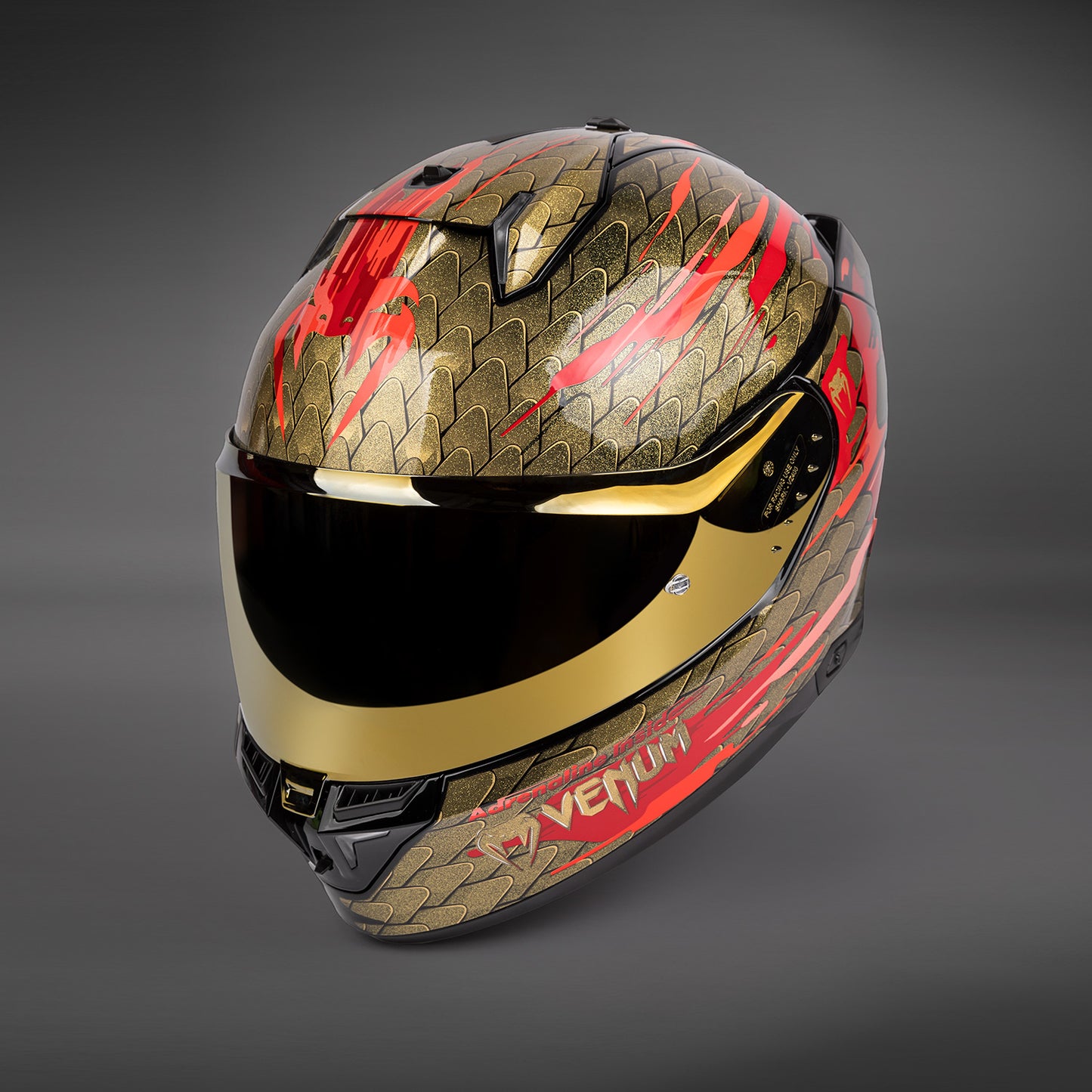 Venum x Shark SKWAL i3 バイク用ヘルメット - レッド/ゴールド
