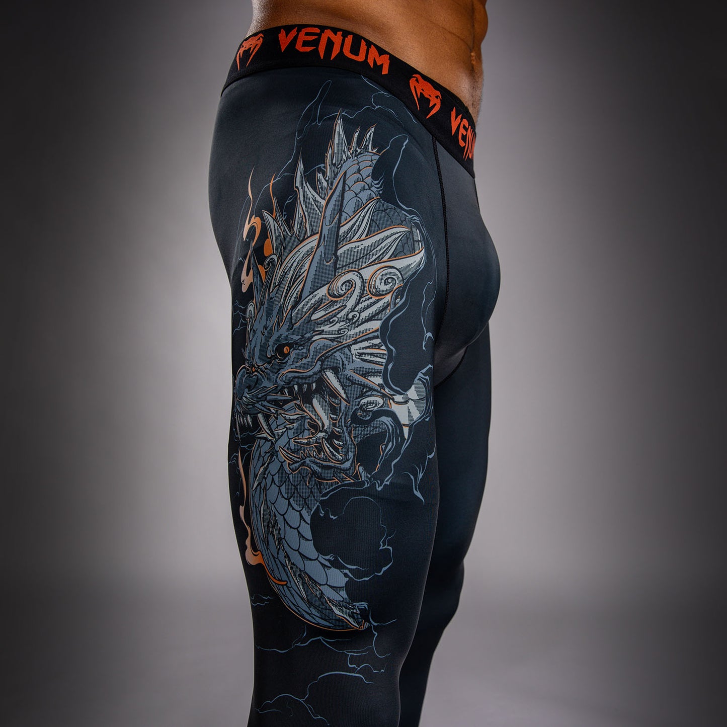 Venum Thunder Dragon スパッツ – ブラック/グレー/コッパー