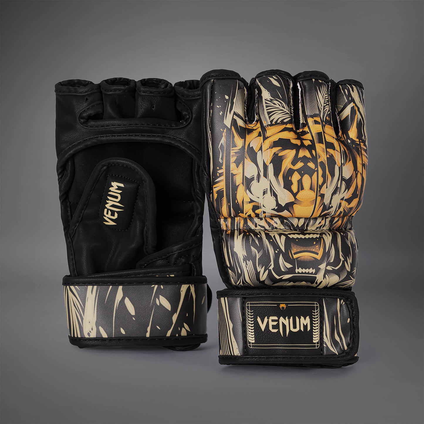 Venum Tiger MMA グローブ - ブラック/ネオンオレンジ