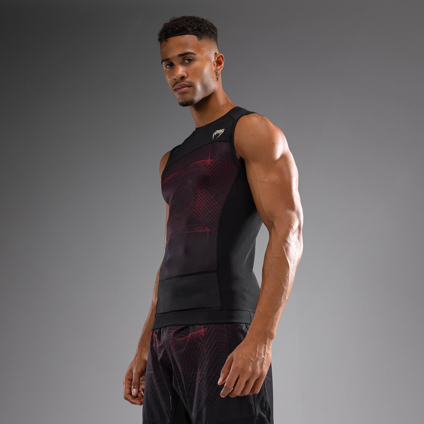 Venum G-Fit Air ノースリーブラッシュガード メンズ - ディープブラック/ファイヤーレッド