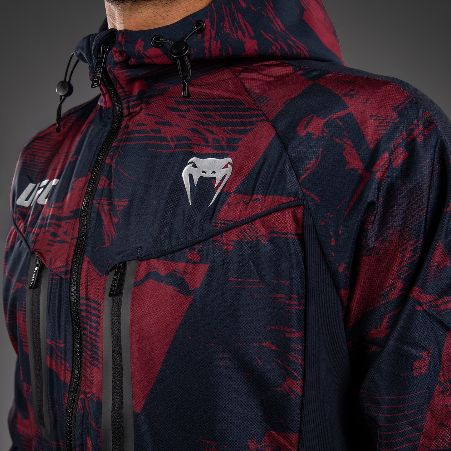 UFC Zenith by Venum Authentic Fight Week ジップパーカー メンズ - ネイビーブルー/バーガンディ/シルバー
