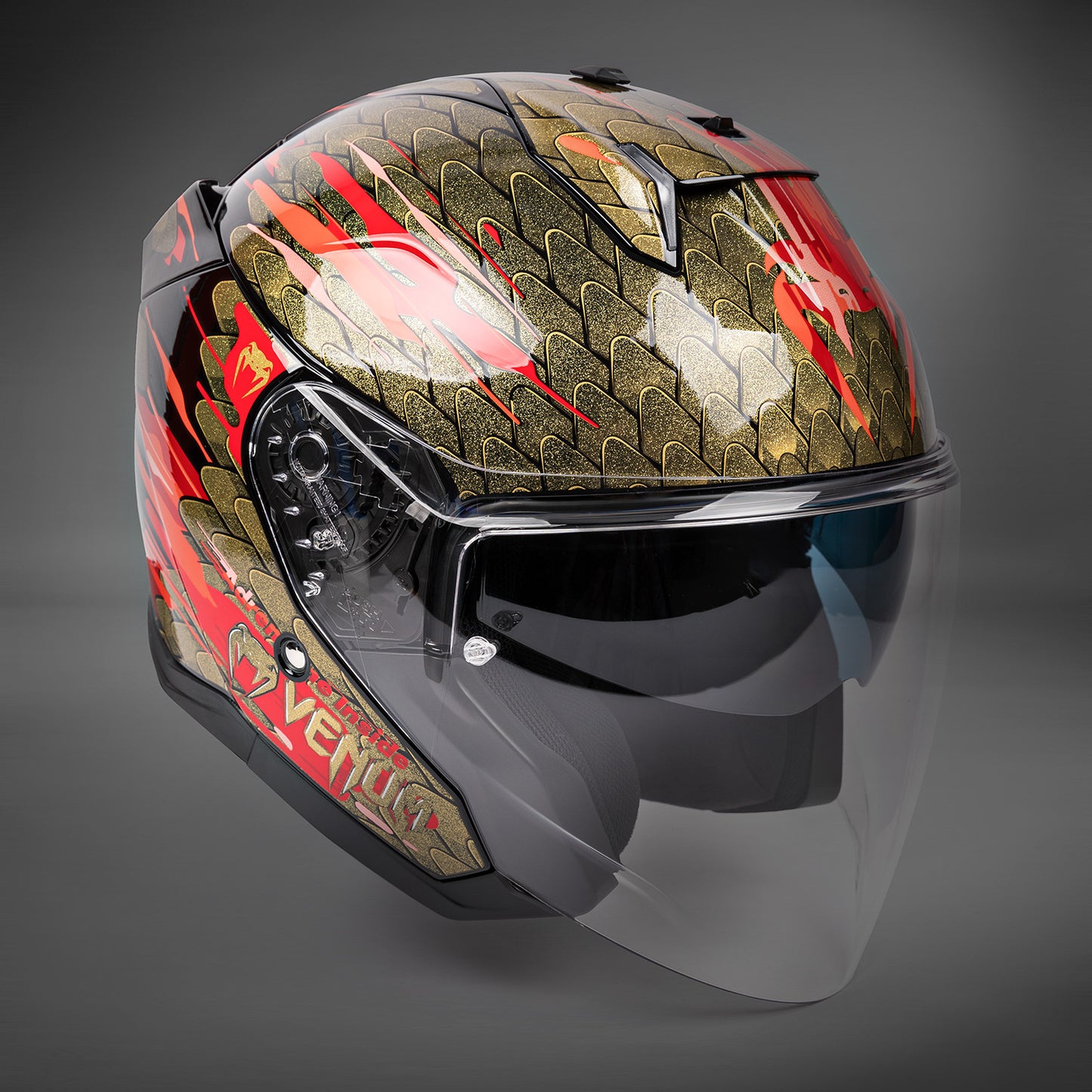 Venum x Shark SKWAL i3 JET バイク用ヘルメット - レッド/ゴールド