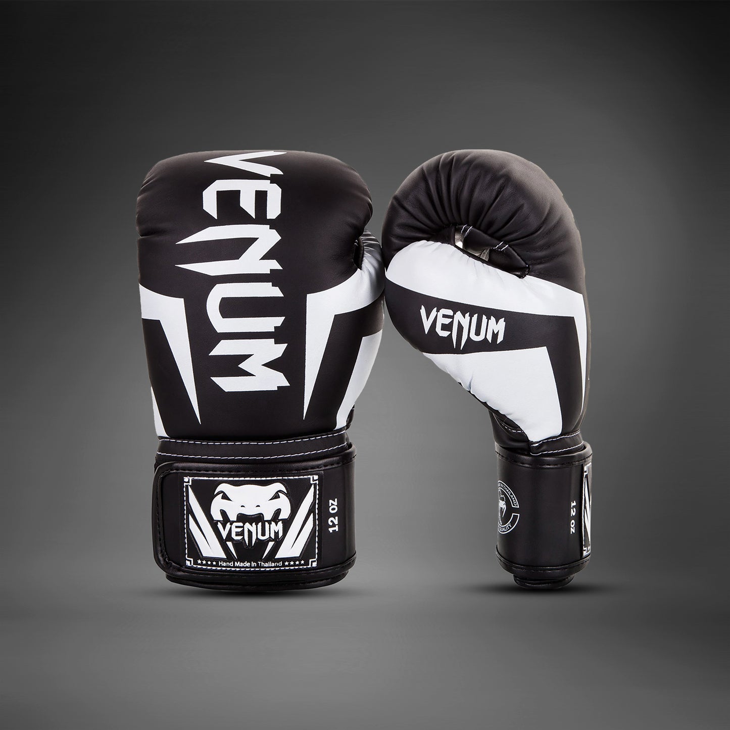 Venum Elite ボクシンググローブ：ブラック／ホワイト