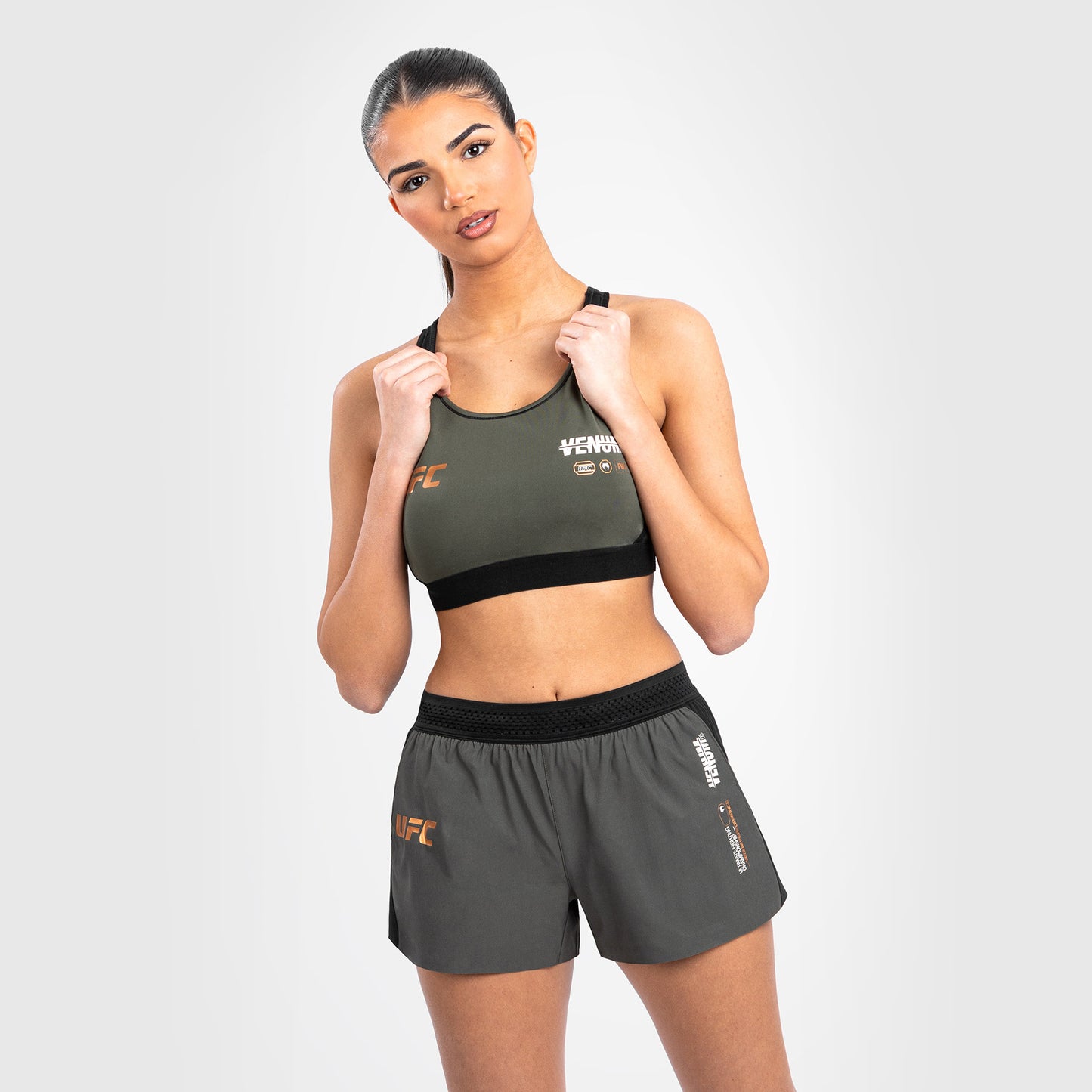 UFC Adrenaline by Venum Fight Week ウィメンズ・スポーツ・ブラ - カーキ／ブロンズ