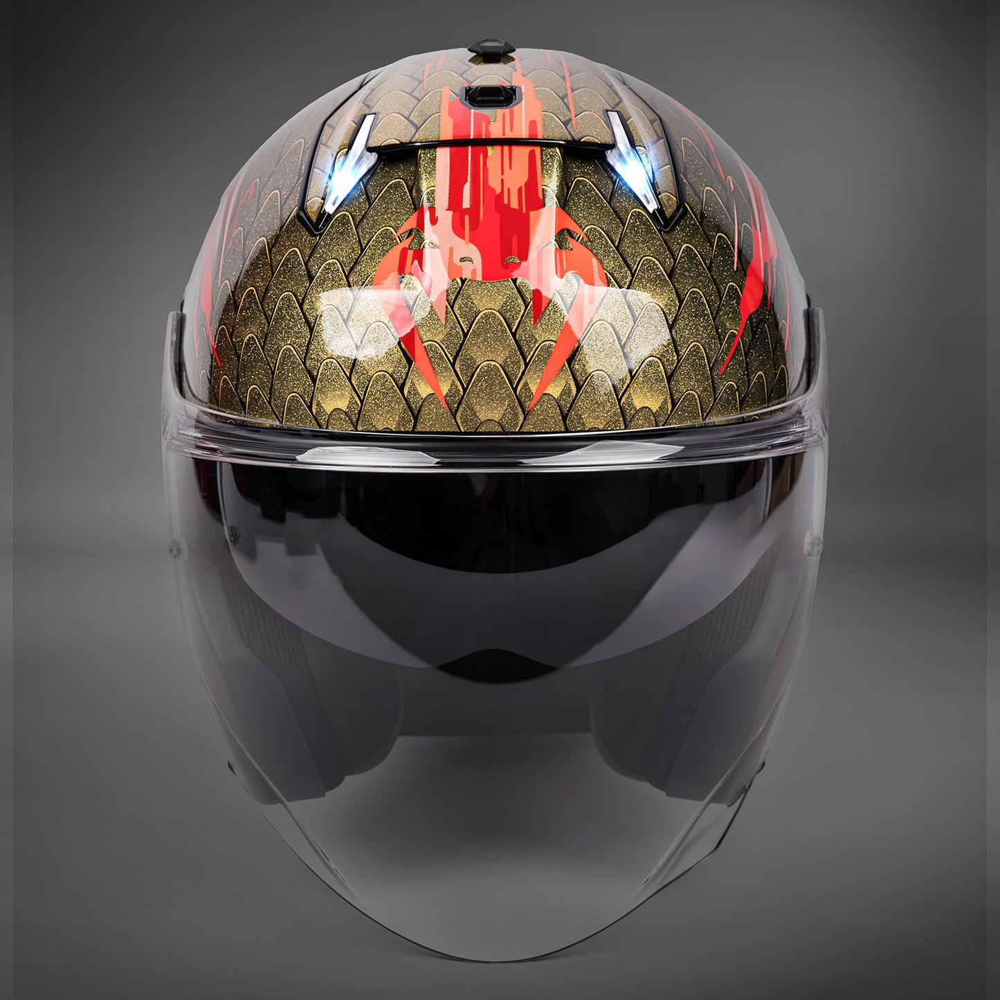 Venum x Shark SKWAL i3 JET バイク用ヘルメット - レッド/ゴールド