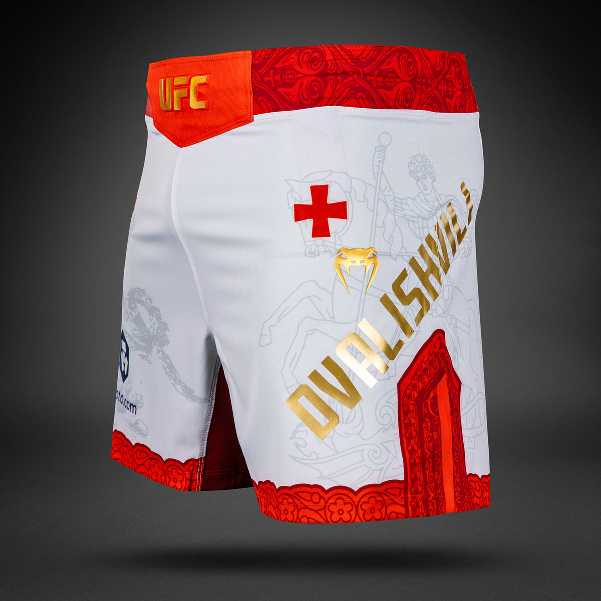 UFC Unrivaled by Venum Merab Dvalishvili メンズ・ファイトショートパンツ - ホワイト/レッド