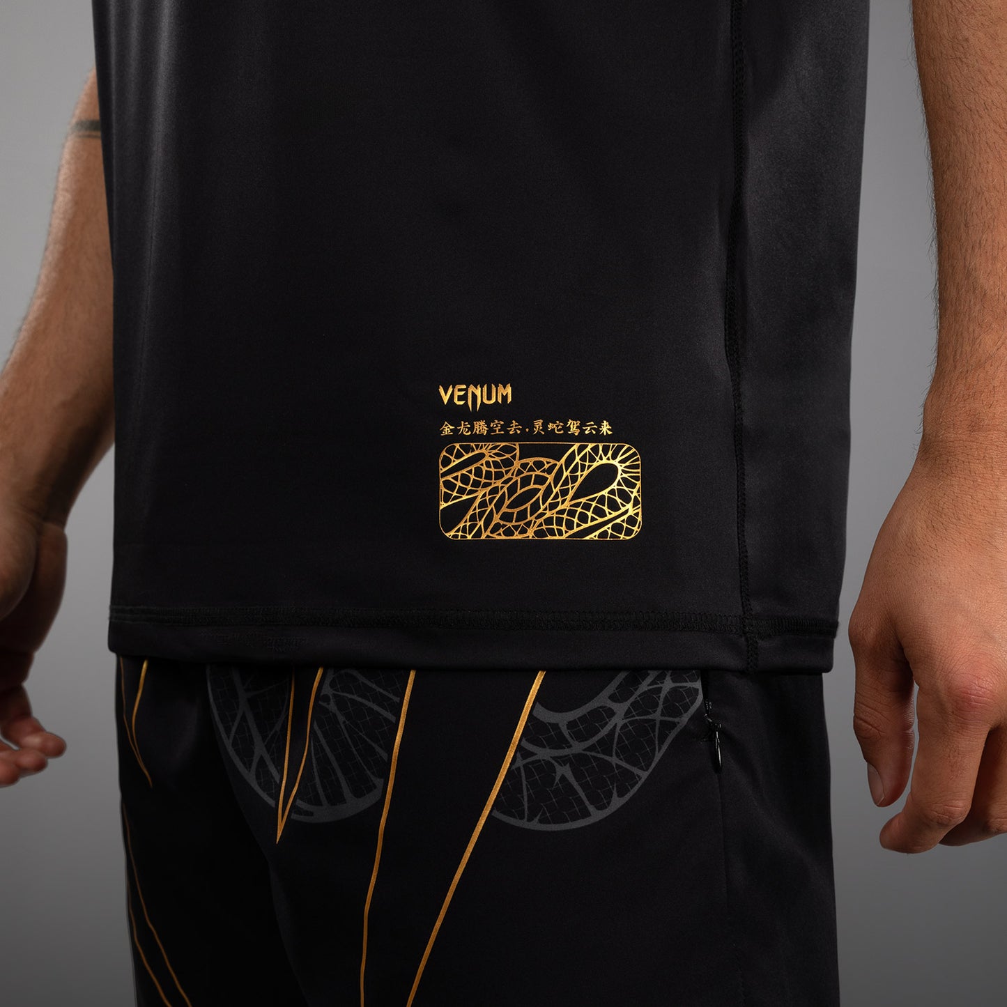 Venum Serpenti Dry Tech Tシャツ – ブラック/シルバー/ゴールド