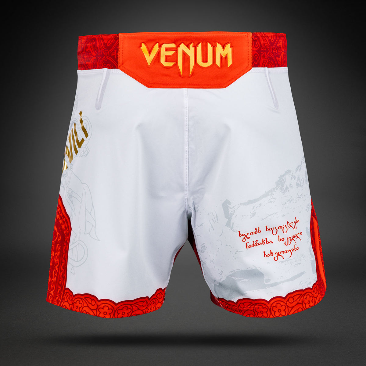 UFC Unrivaled by Venum Merab Dvalishvili メンズ・ファイトショートパンツ - ホワイト/レッド