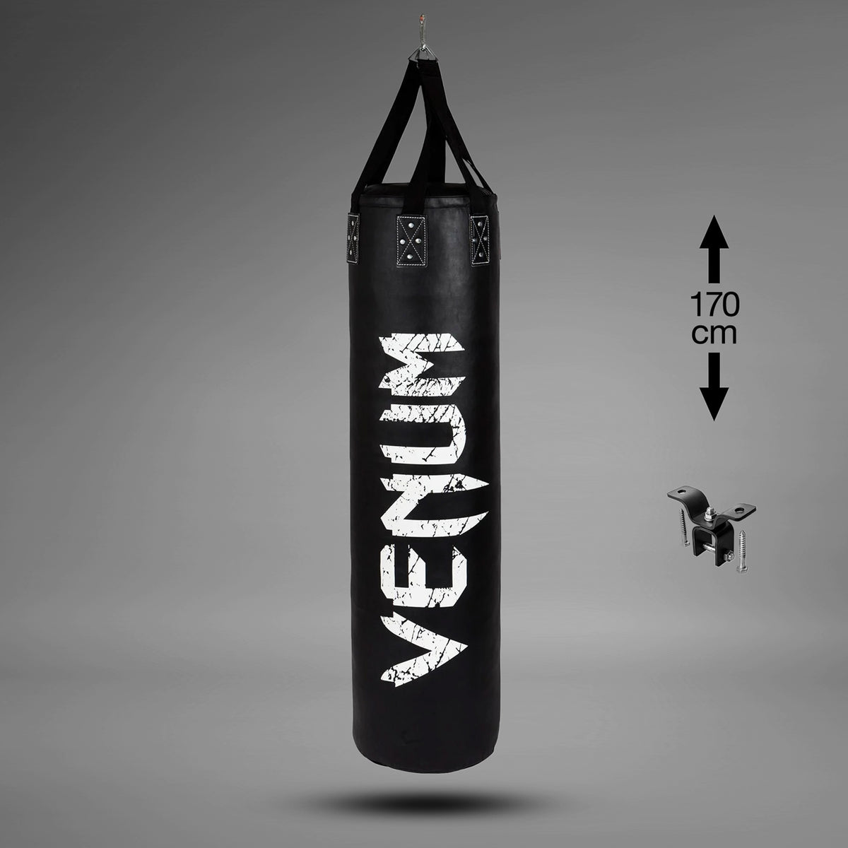 Venum Challenger ヘビーバッグ＋天井フック - ブラック/ホワイト - 充填済み - 170cm