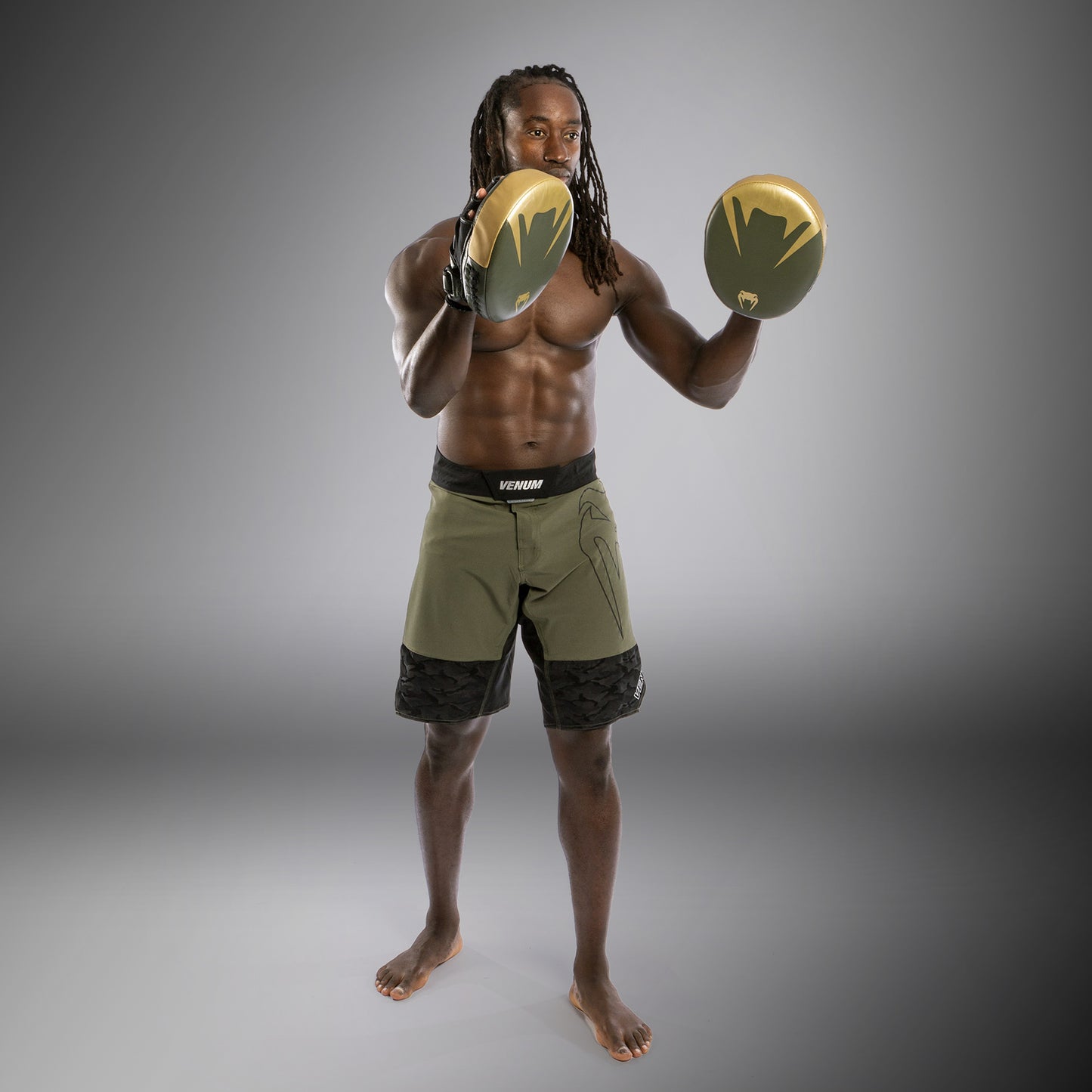 Venum Pro Boxing Big Punch Mitts (Pair) - Khaki/Gold