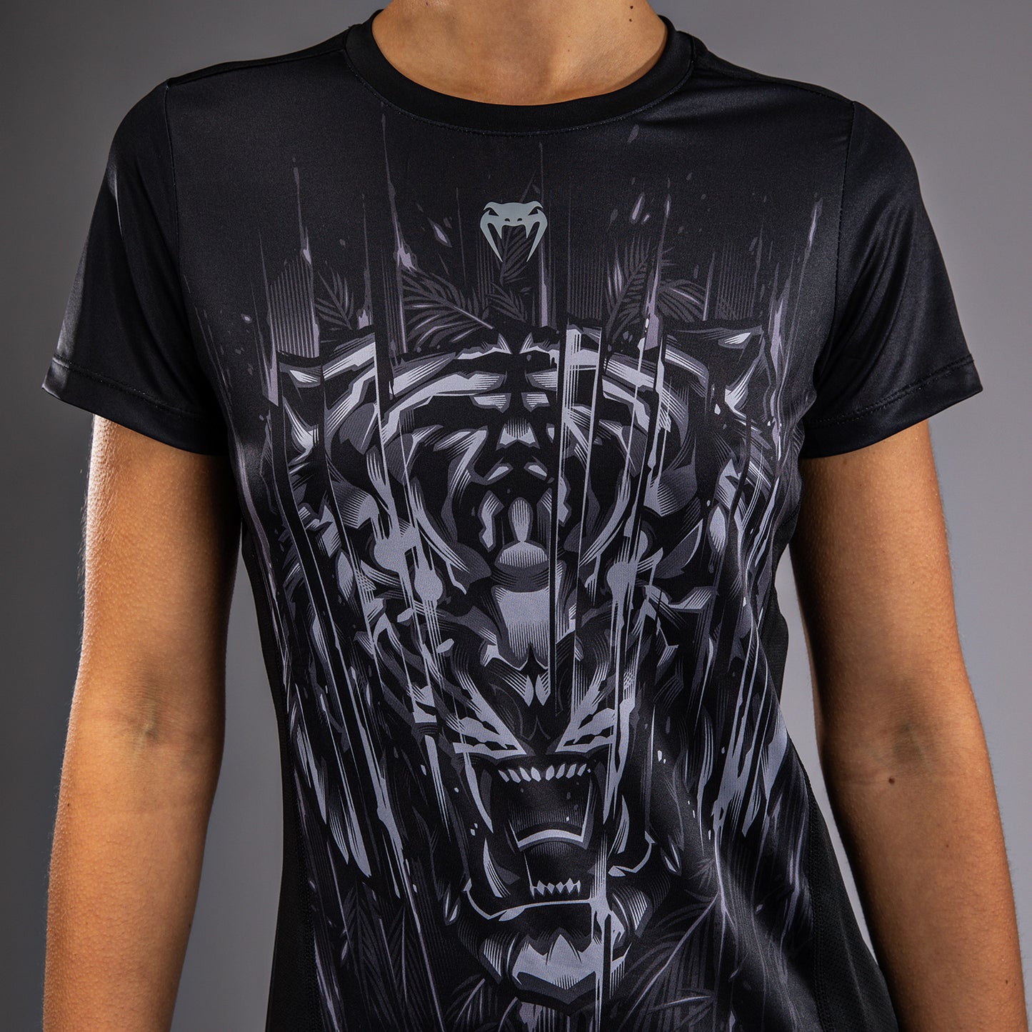 Venum Tiger ドライテックTシャツ レディース - ブラック/シルバー