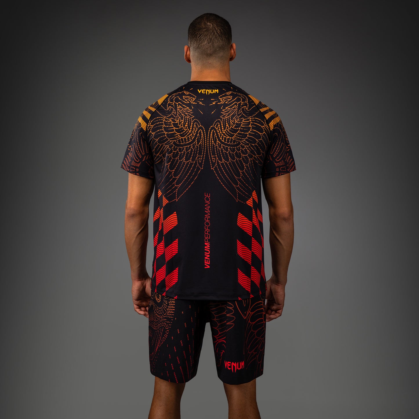 Venum Quetzal Fury Dry-Tech Tシャツ - ブラック/フューリーレッド/タンジェリン