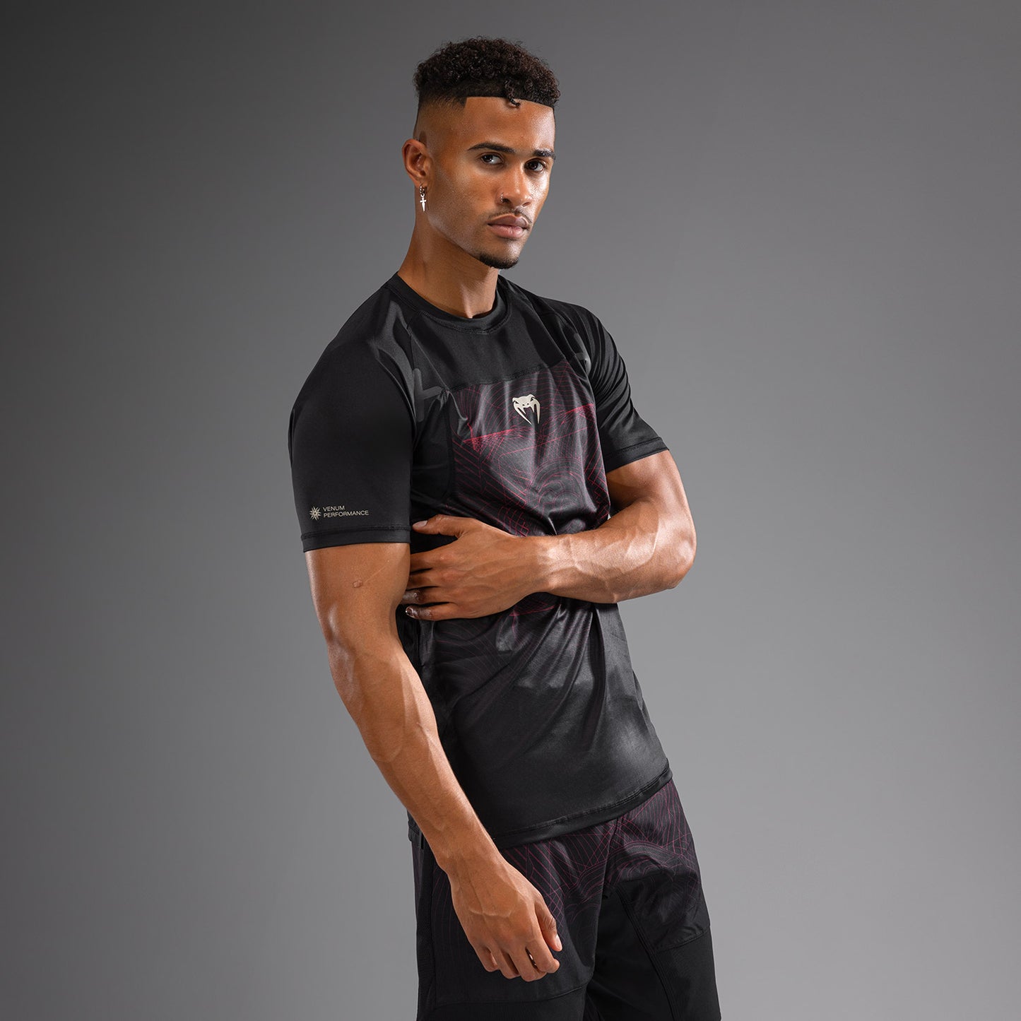 Venum G-Fit Air ドライテックTシャツ メンズ - ディープブラック/ファイヤーレッド