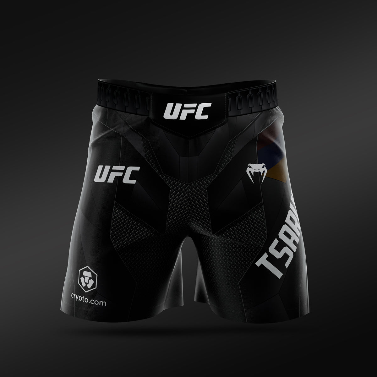 UFC Adrenaline Unrivaled by Venum メンズ ファイトショーツ ショートフィット アルマン・ツァルキヤン - ブラック