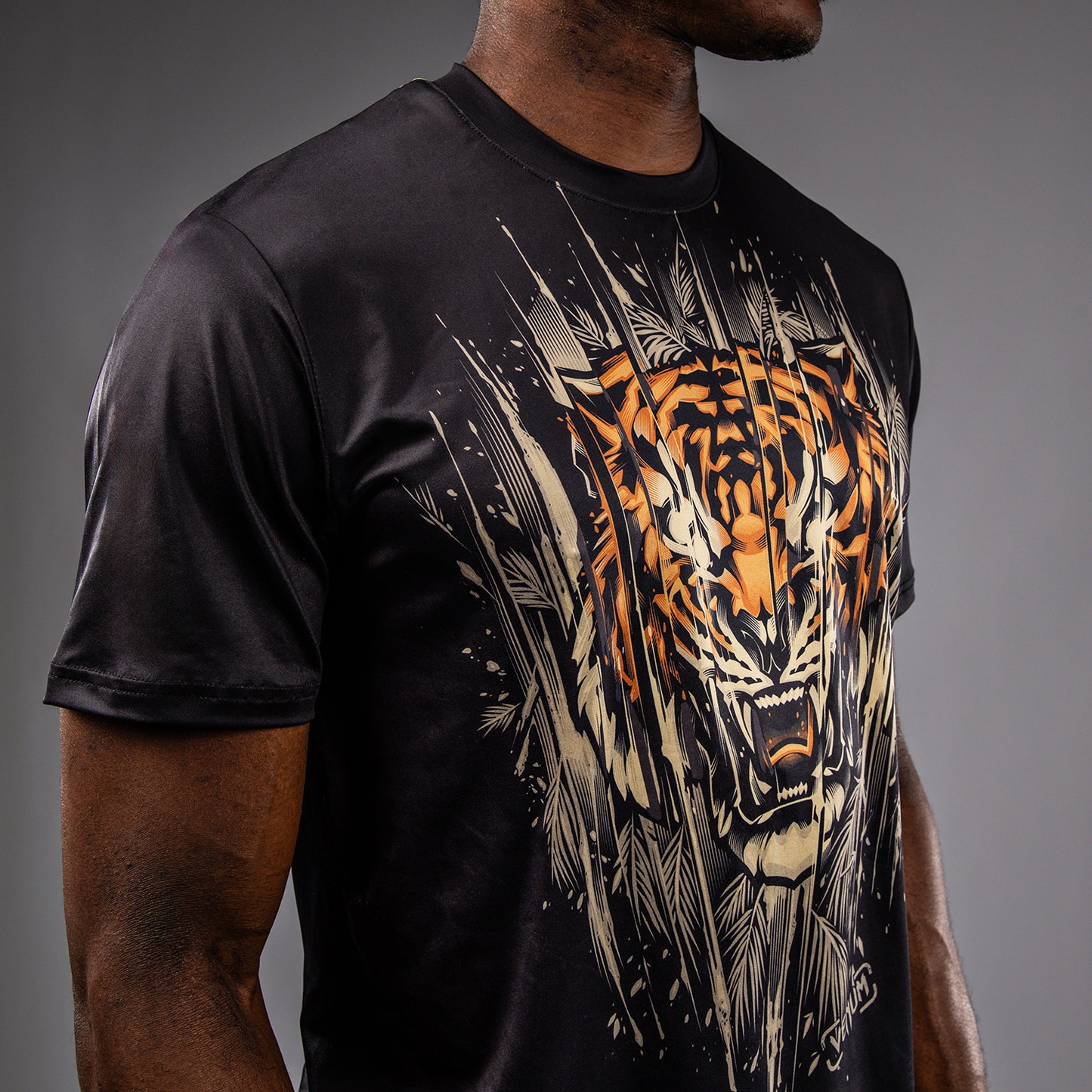Venum Tiger ドライテックTシャツ メンズ - ブラック/ネオンオレンジ