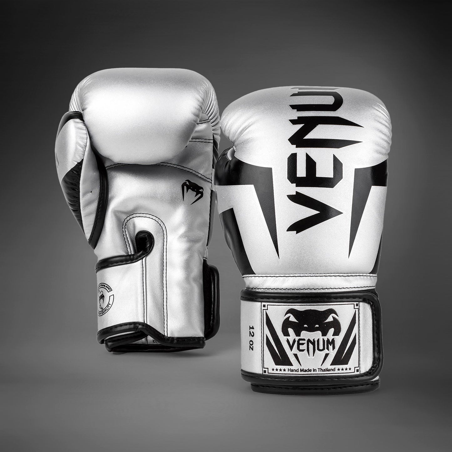 Venum Elite ボクシンググローブ - シルバー/ブラック