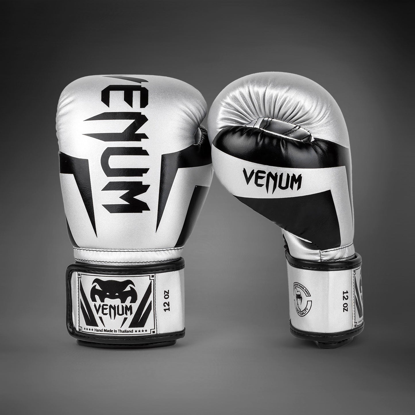 Venum Elite ボクシンググローブ - シルバー/ブラック