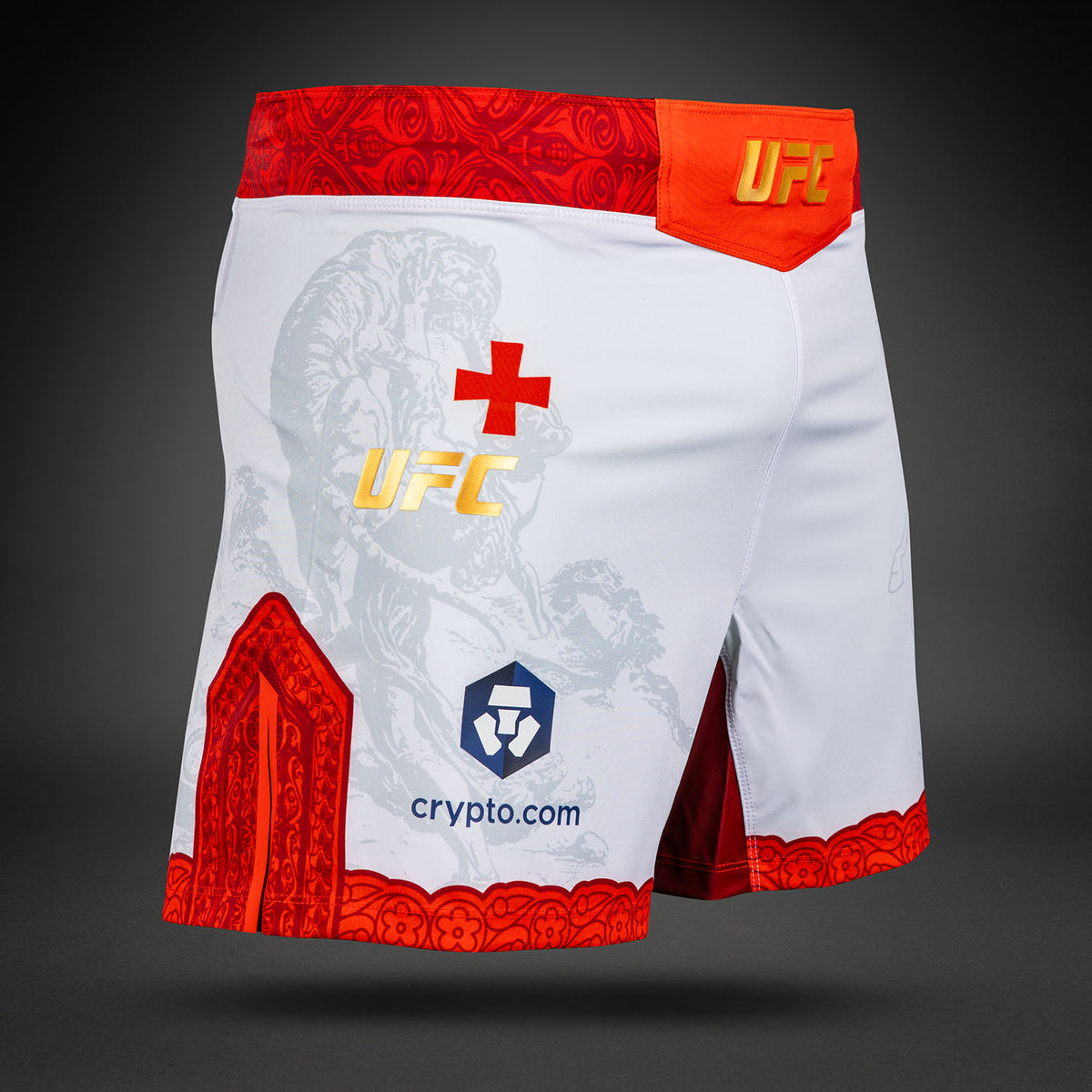 UFC Unrivaled by Venum Merab Dvalishvili メンズ・ファイトショートパンツ - ホワイト/レッド