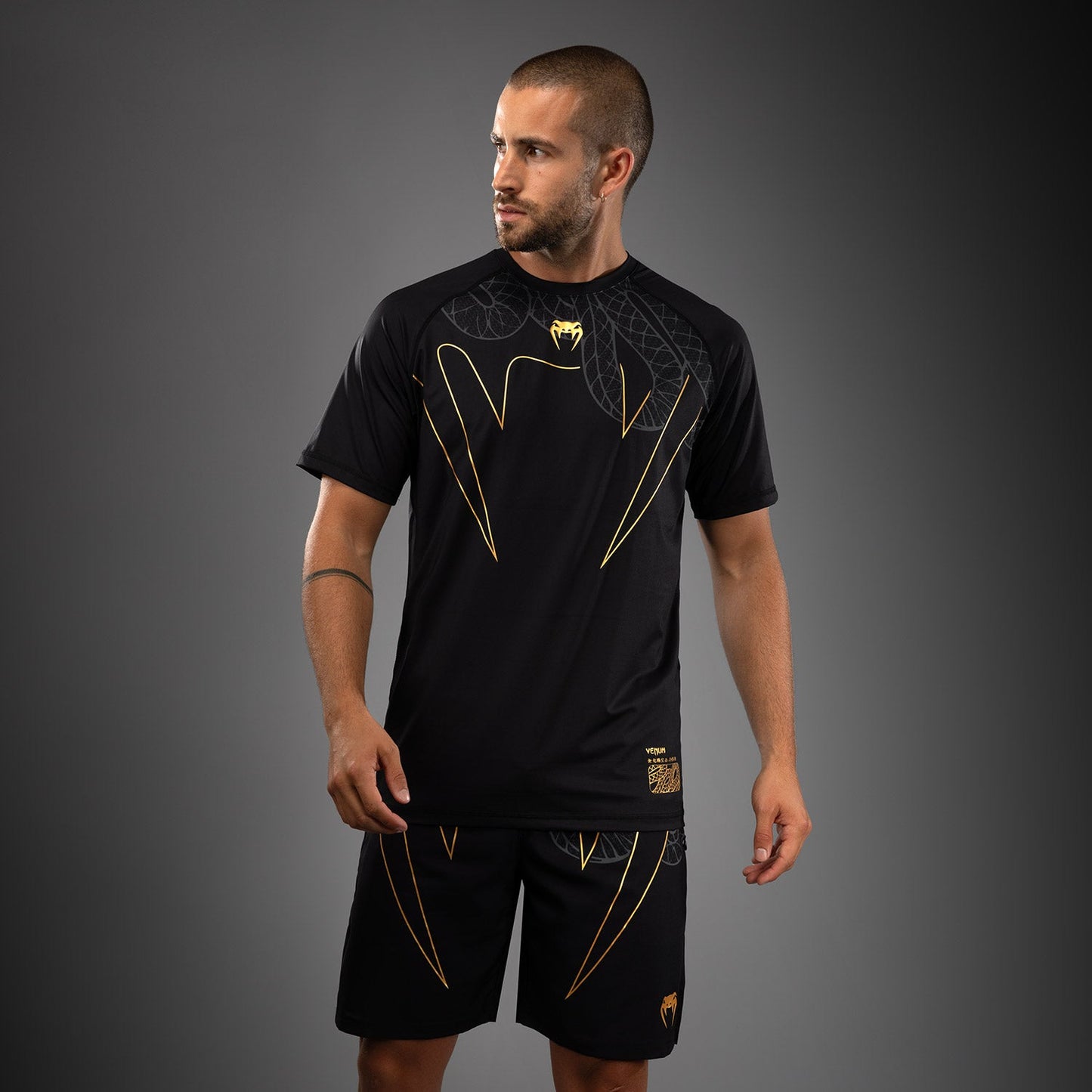 Venum Serpenti Dry Tech Tシャツ – ブラック/シルバー/ゴールド