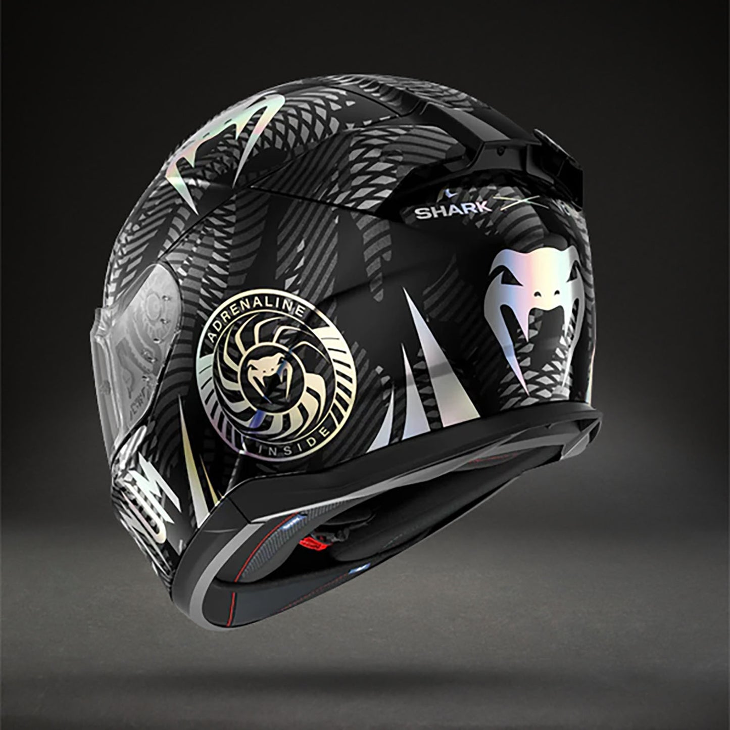 Venum x Shark D-SKWAL 3 モーターサイクルヘルメット – ブラッククロームアンスラサイト