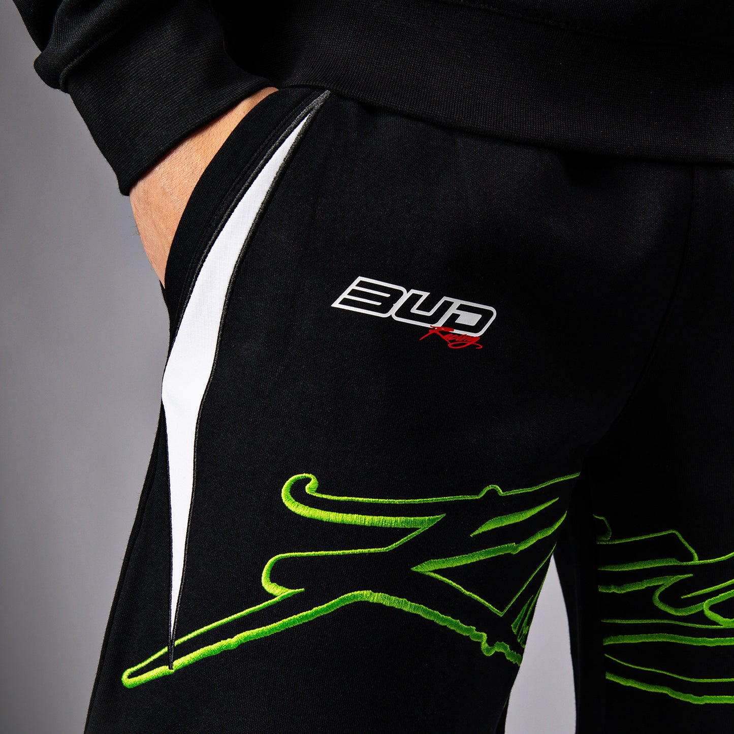 Venum x Bud Racing メンズ・コットン・ショーツ - ブラック／ホワイト／ライムグリーン