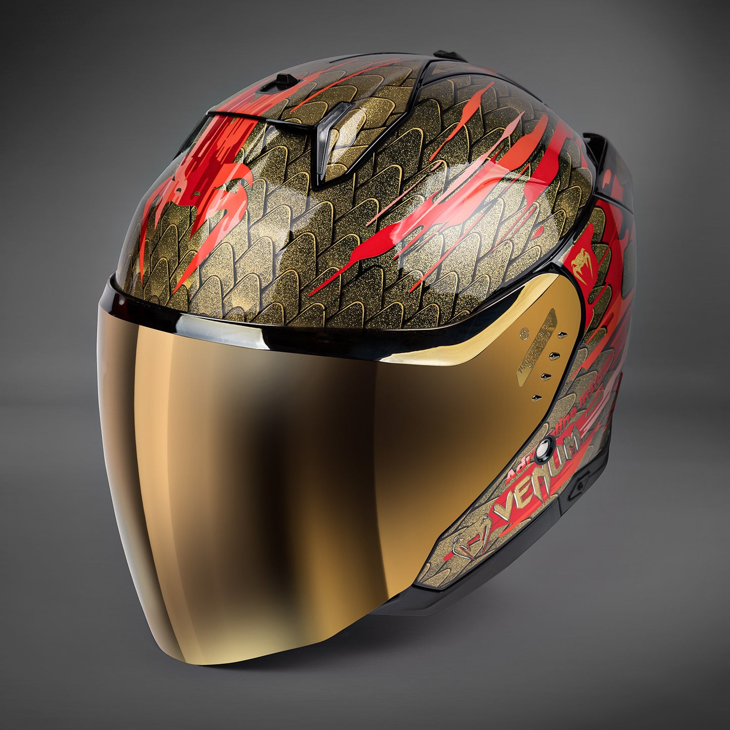 Venum x Shark SKWAL i3 JET バイク用ヘルメット - レッド/ゴールド