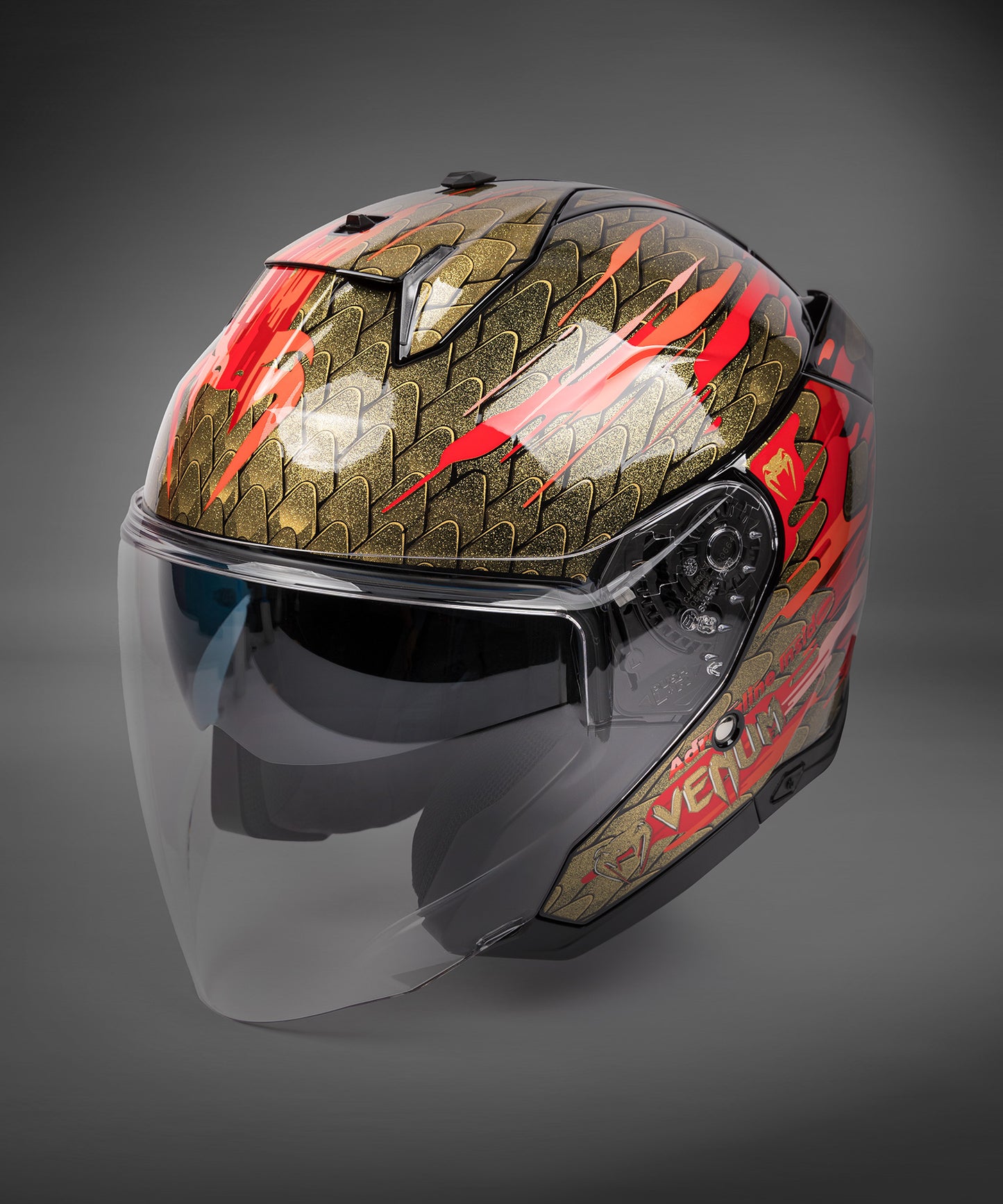 Venum x Shark SKWAL i3 JET バイク用ヘルメット - レッド/ゴールド