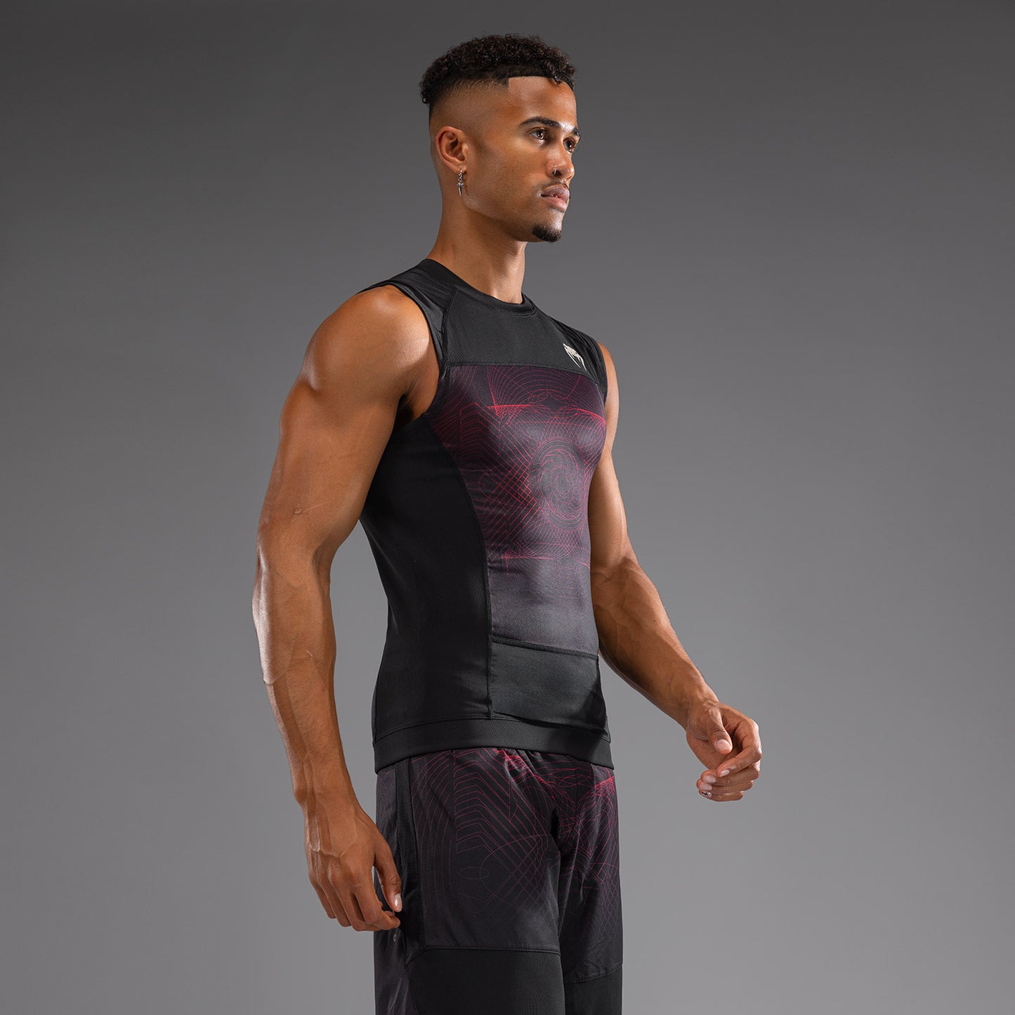 Venum G-Fit Air ノースリーブラッシュガード メンズ - ディープブラック/ファイヤーレッド