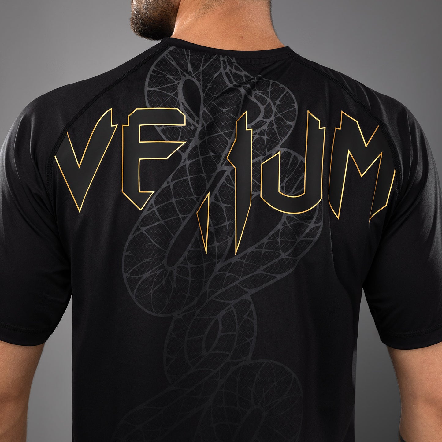 Venum Serpenti Dry Tech Tシャツ – ブラック/シルバー/ゴールド